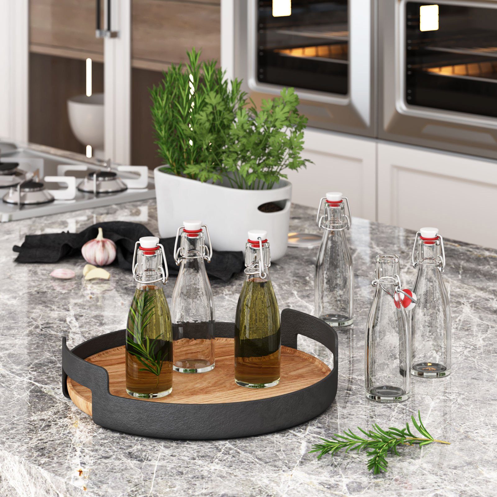 Wellgro Trinkflasche 200 ml Glasflasche mit Bügelverschluss