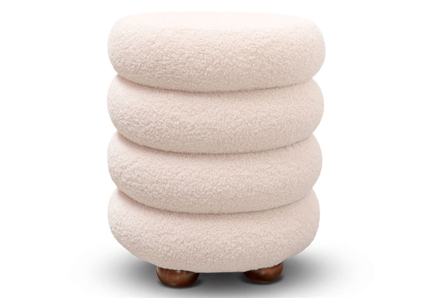 Lookway Hocker NOLLIE aus Bouclé-Stoff mit dekorativer Segmentoptik (1x Hocker), Durchmesser: ⌀ 34 cm