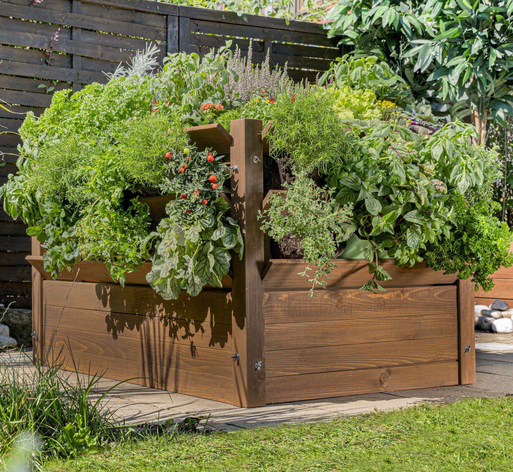 hecht international Hochbeet, Kräuter Hochbeet 124x90x73cm aus Holz mit