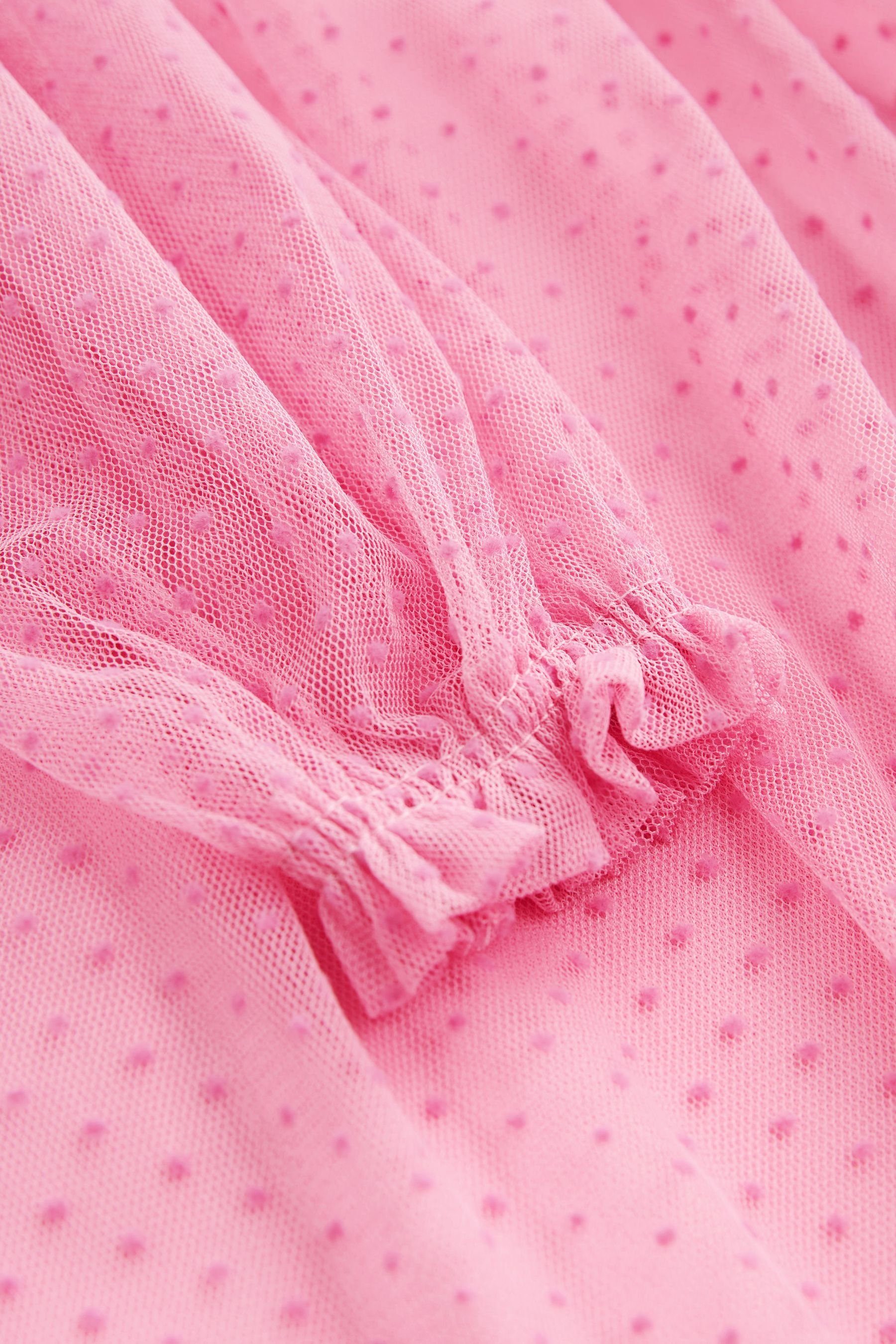 Next Partykleid (2-tlg) Pink Mesh-Kleid Gesmoktes