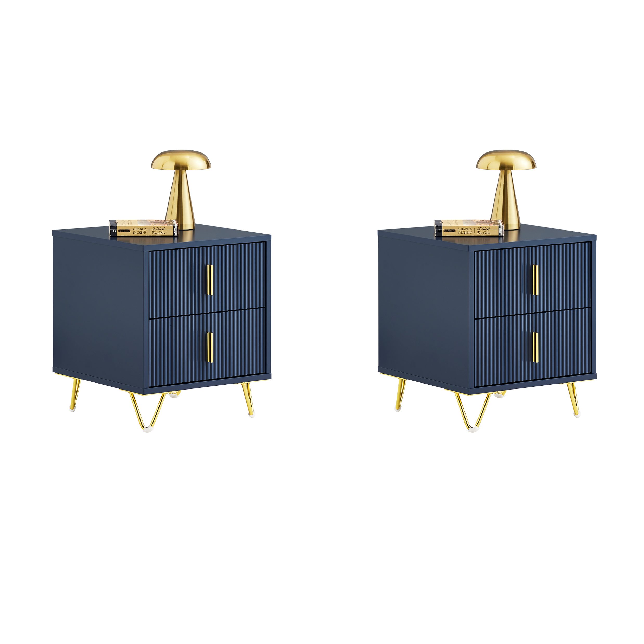 SoBuy Beistelltisch DE-FBT115x2, Sofatisch Couchtisch Wohnzimmertisch, Nachttisch 2er set, 2er Set, Nachtschrank mit 2/3 Schubladen, Beistelltisch, Nachtkommode