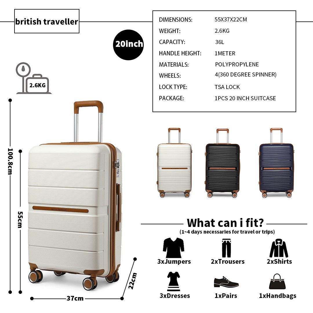 British Traveller Handgepäck-Trolley Reisekoffer Hartschalenkoffer aus 100% günstig online kaufen