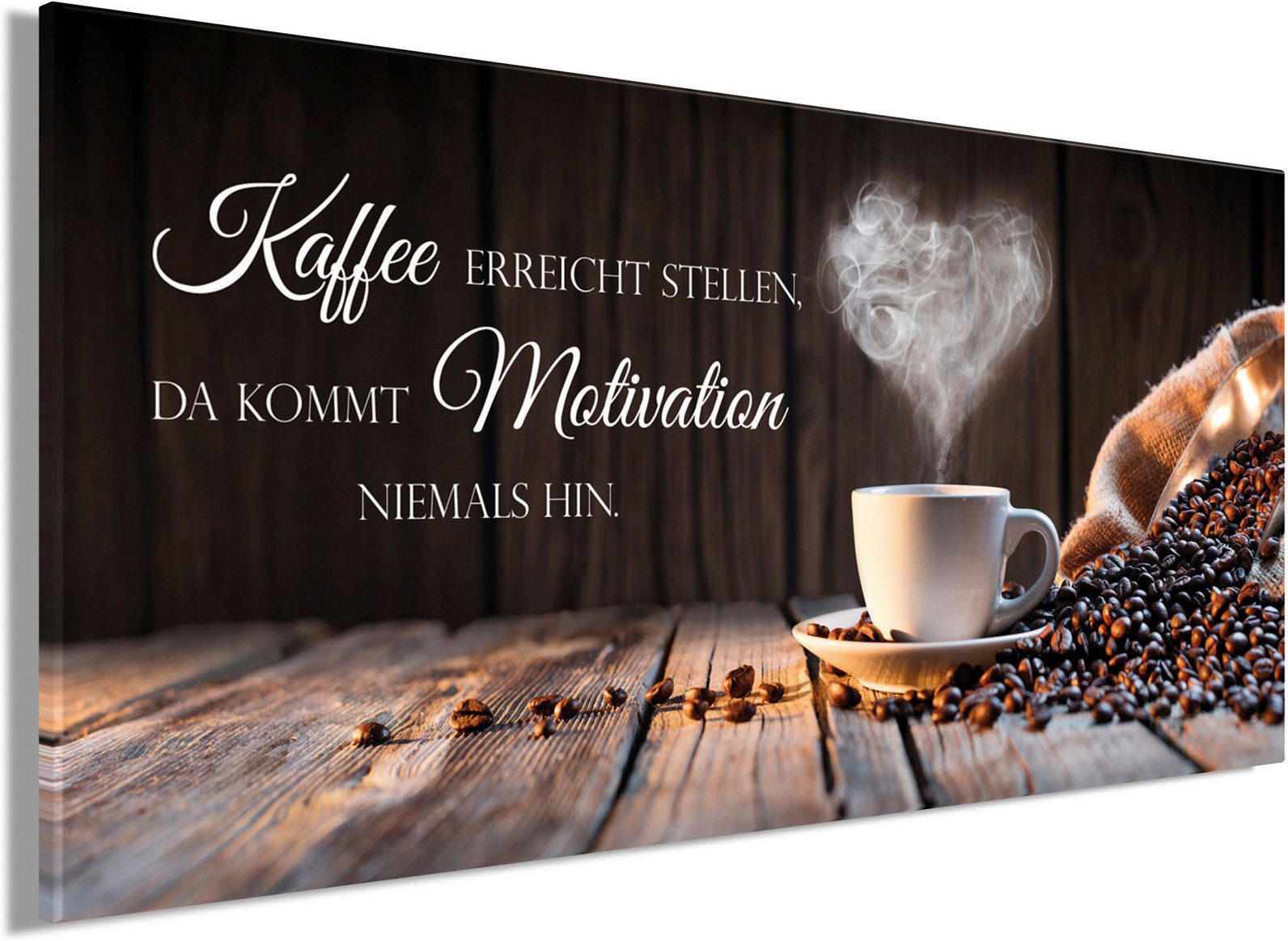 Bönninghoff Leinwandbild Wandbild KAFFEE UND BOHNEN 33x70 cm – Leinwandbild Keilrahmen Deko, Kaffee, Kaffee Bilder, Motivationsbilder (1 St), auf Keilrahmen ges – Bild 3 von 5