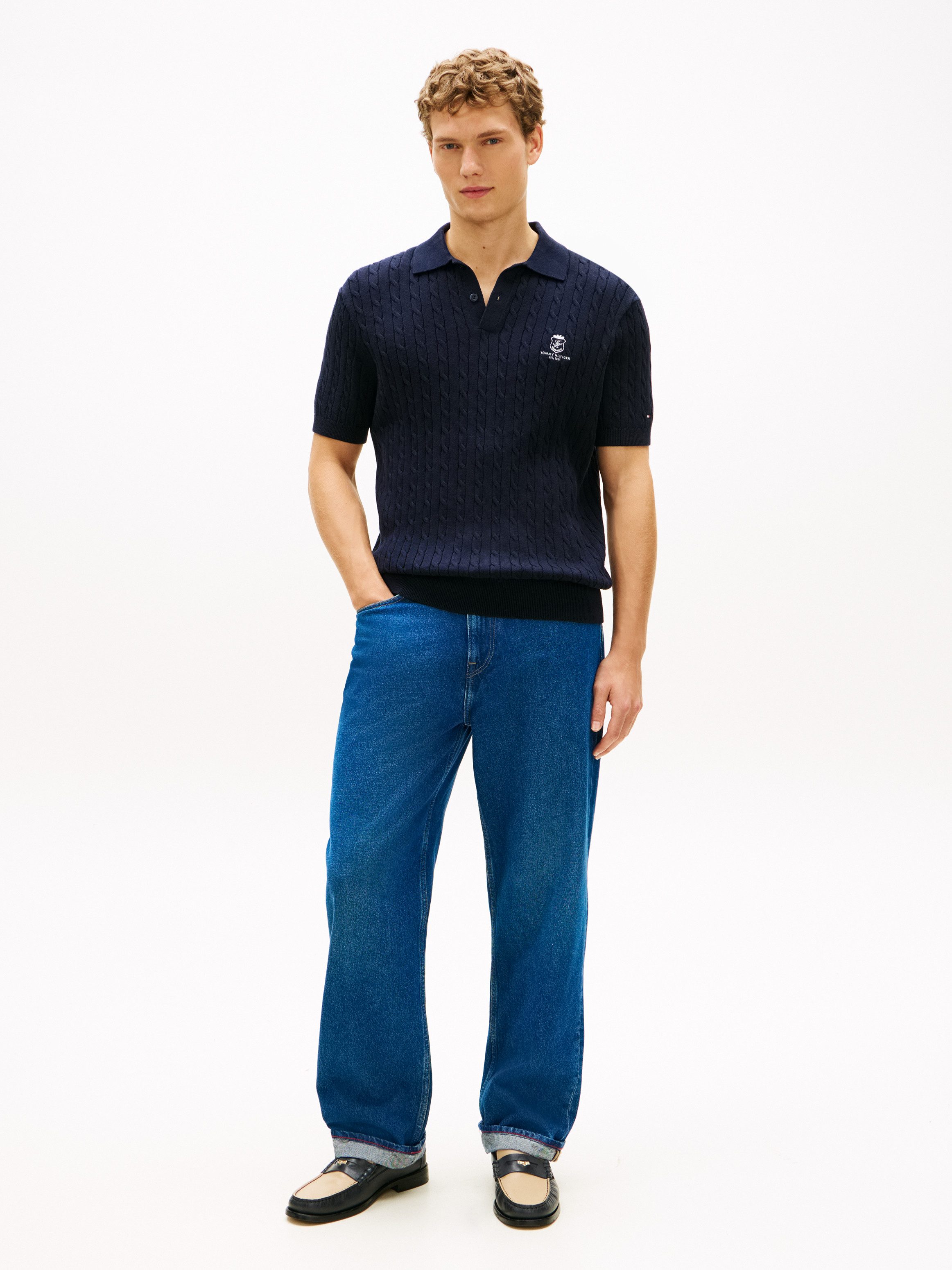 Tommy Hilfiger Poloshirt CABLE SHORT SLEEVE POLO regular fit, Zopfmuster