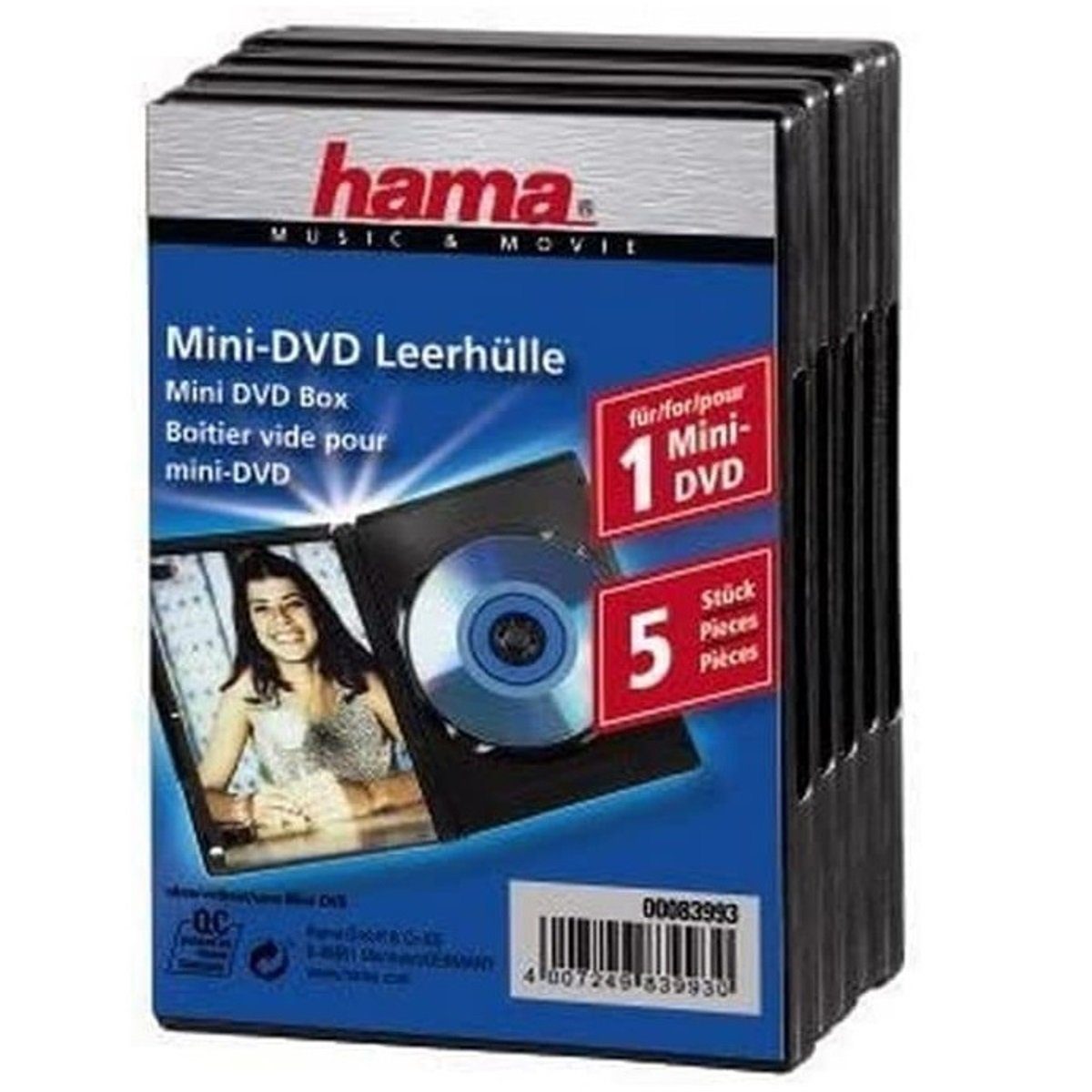 Hama DVD-Hülle 5x Pack Mini-DVD Mini-CD 8cm Hüllen, Leer-Hülle Case Box CD-R DVD-R CD-Hülle DVD-Hülle