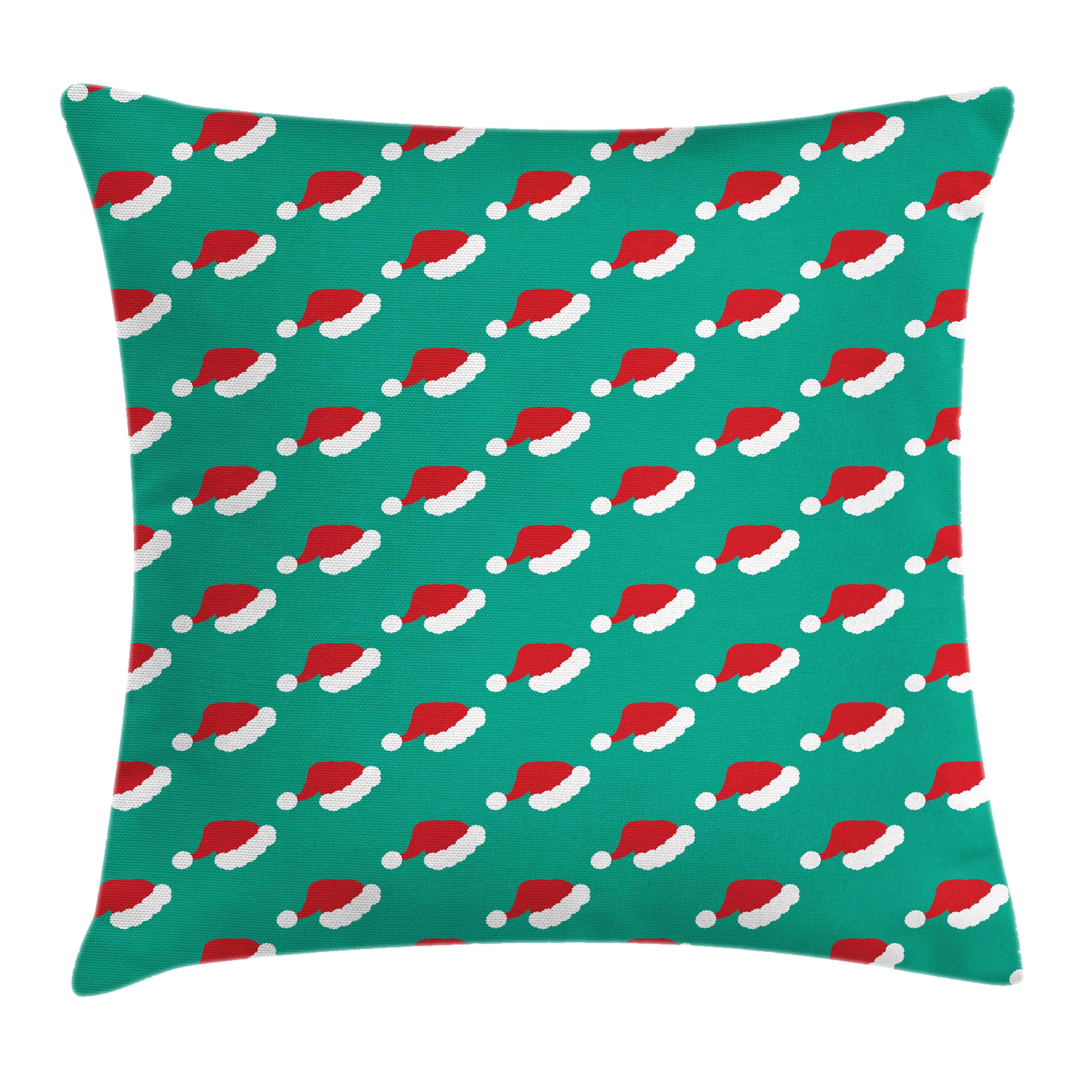 Kissenbezüge Reißverschluss Kissenhülle mit Farbfesten Farben Beidseitiger Druck, Abakuhaus (1 Stück), Grünes Weihnachten Repetitive Sankt-Hüte