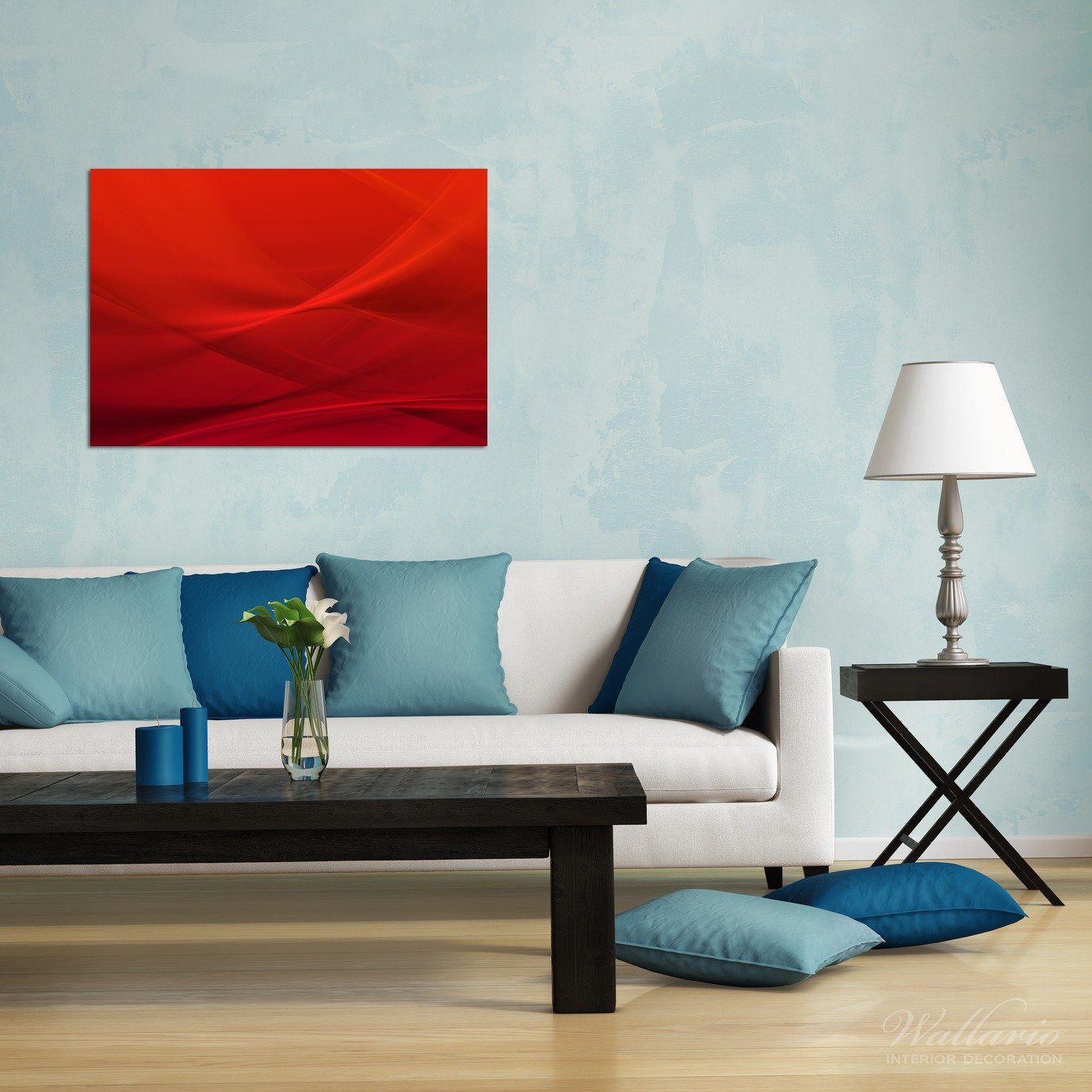 Wallario Glasbild, Abstrakte rotes Muster - günstig online kaufen