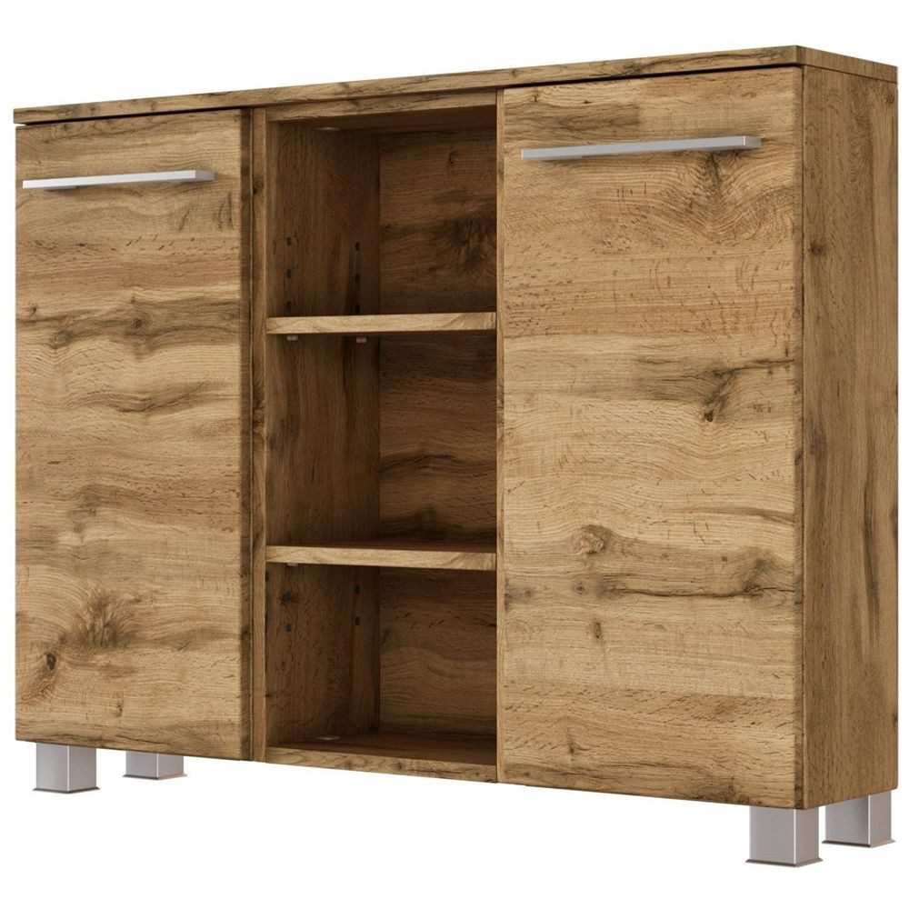 lomadox sideboard louny-03, badschrank badkommode badezimmer schrank eiche  90/66/20 cm