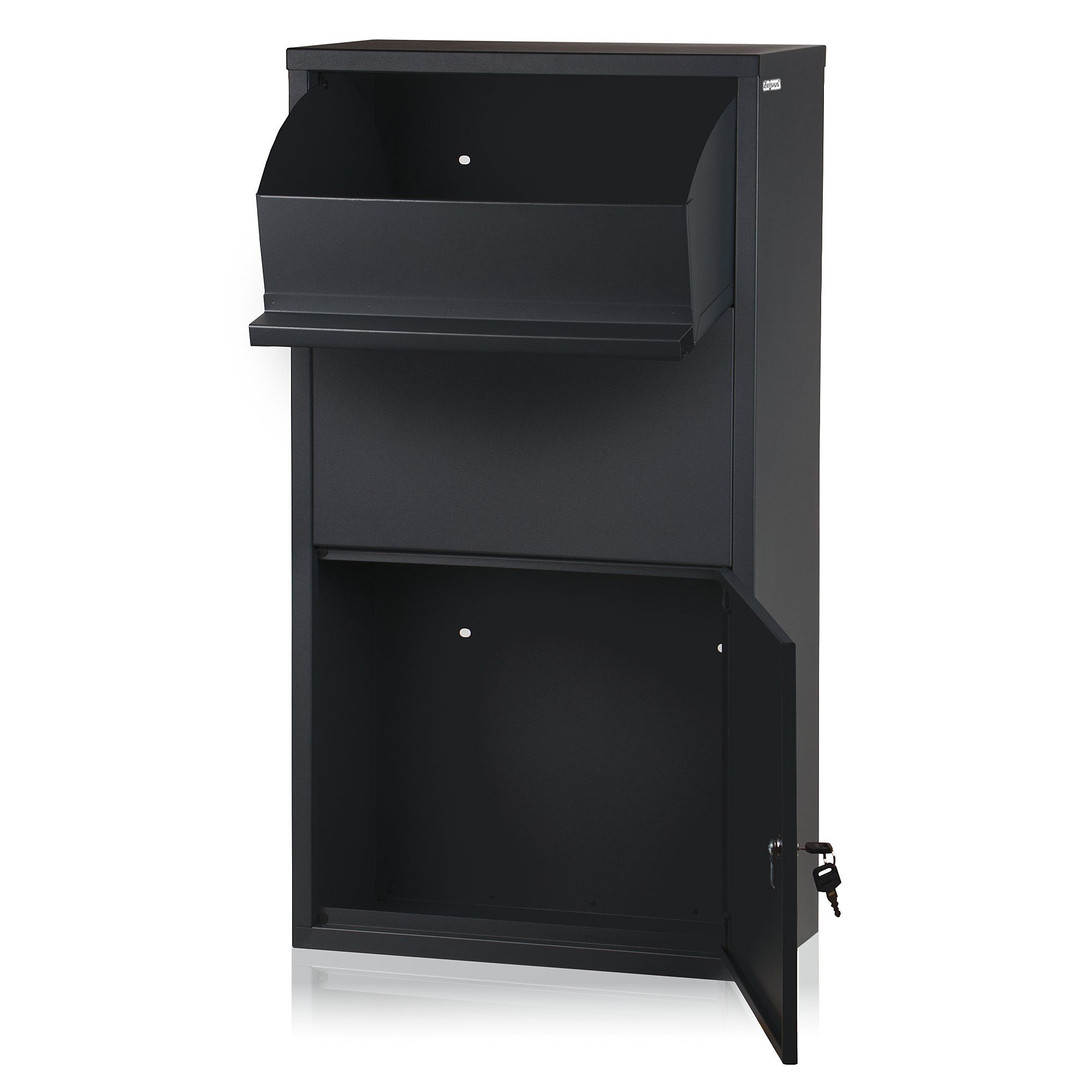 Zelsius Paketbriefkasten Merkur, pulverbeschichteter Stahl mit Edelstahl, RAL7016 Anthrazit (1x Paketbriefkasten)