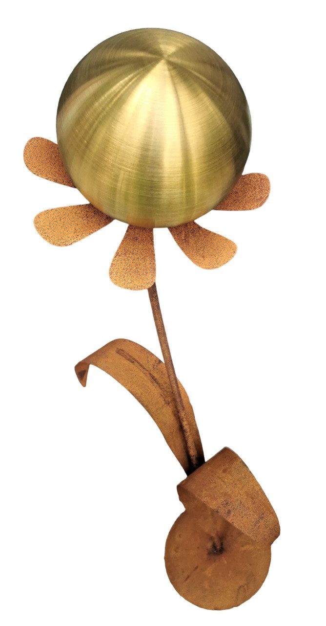 Jürgen Bocker - Gartenambiente Gartenstecker Blume Rotterdam Corten 97 cm mit Kugel und Standfuß