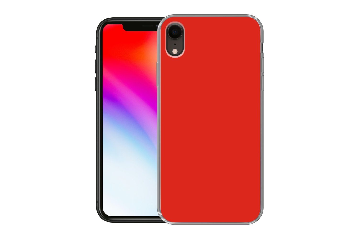 MuchoWow Handyhülle Rot - Farbe - Einfarbig, Handyhülle Apple iPhone XR,  Smartphone-Bumper, Print, Handy
