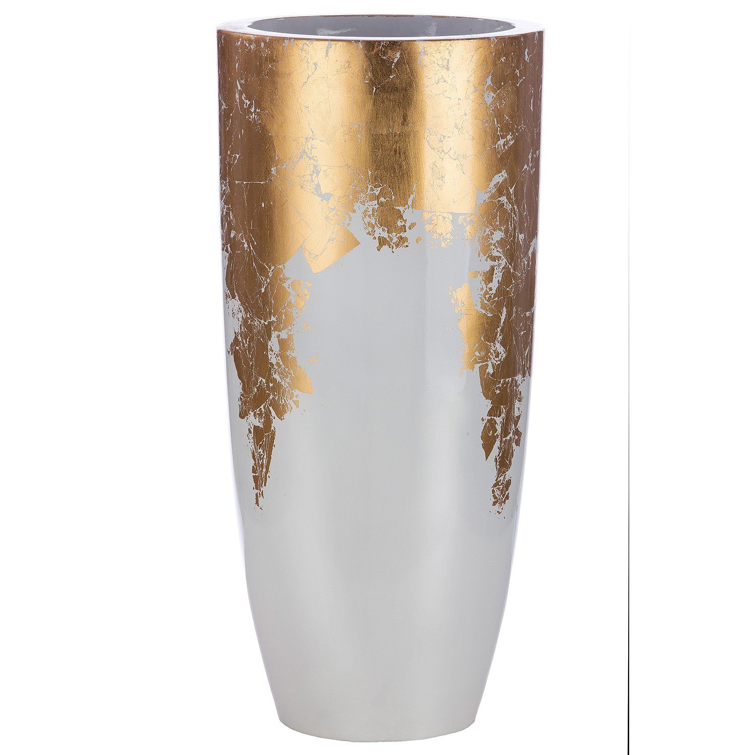 GILDE Übertopf GILDE Pflanzgefäß Konus - gold-weiß - H. 75cm x D. 35cm (1 Stück)