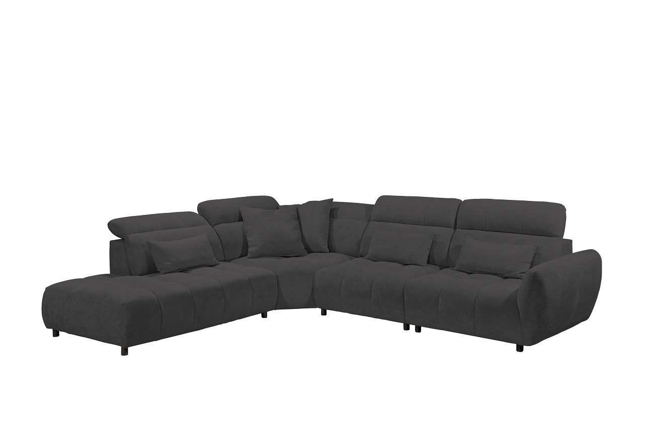 ED EXCITING DESIGN Ecksofa Franklin, mit verstellbaren Kopflehnen, frei im Raum stellbar, Nosagfederung