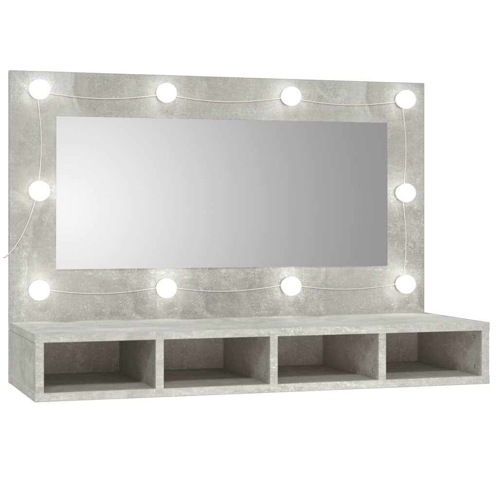 Spiegel Wandspiegel Spiegelschrank mit LED Betongrau 90x31,5x62 cm