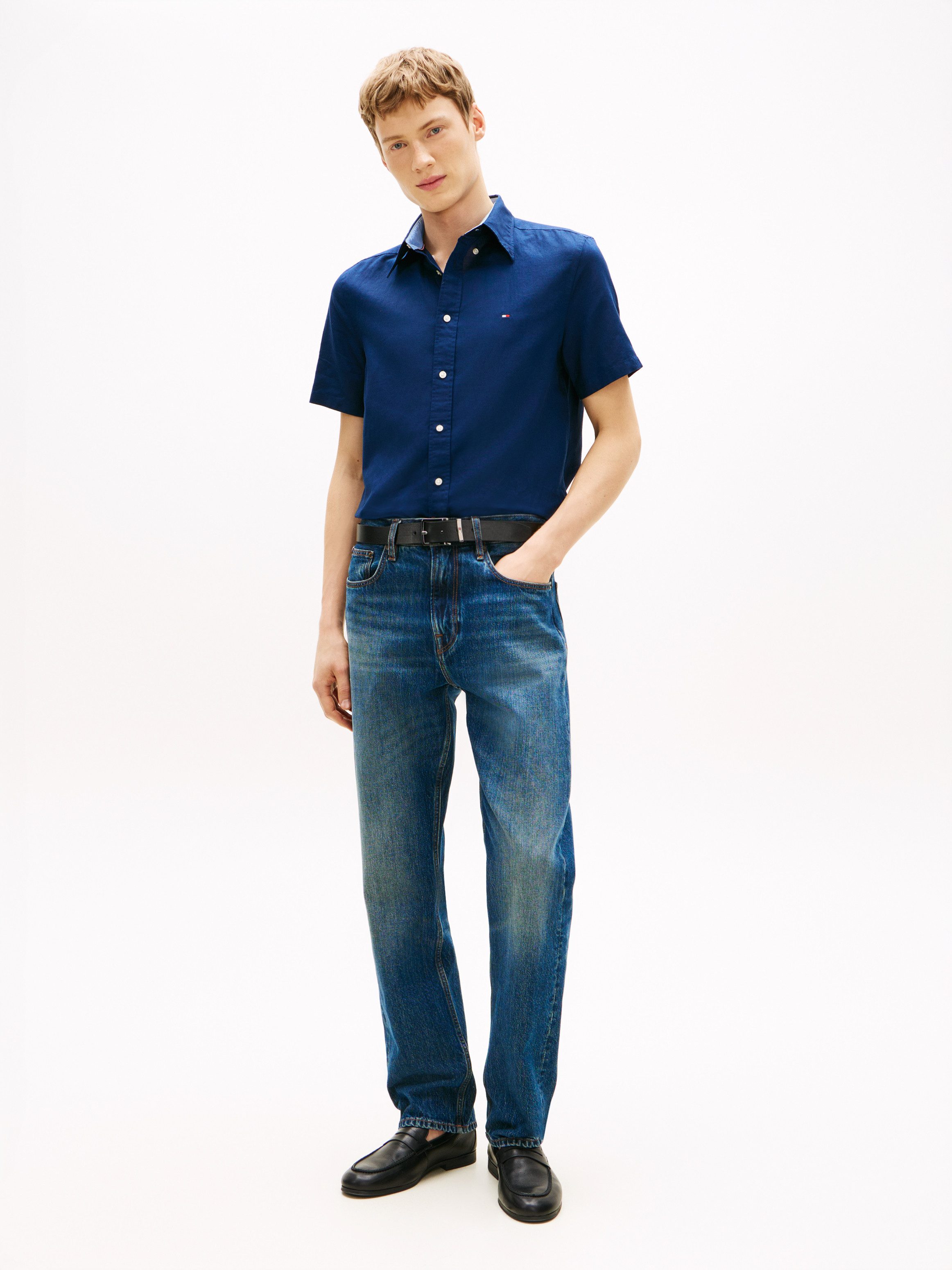 Tommy Hilfiger Kurzarmhemd LINEN BLEND SOLID