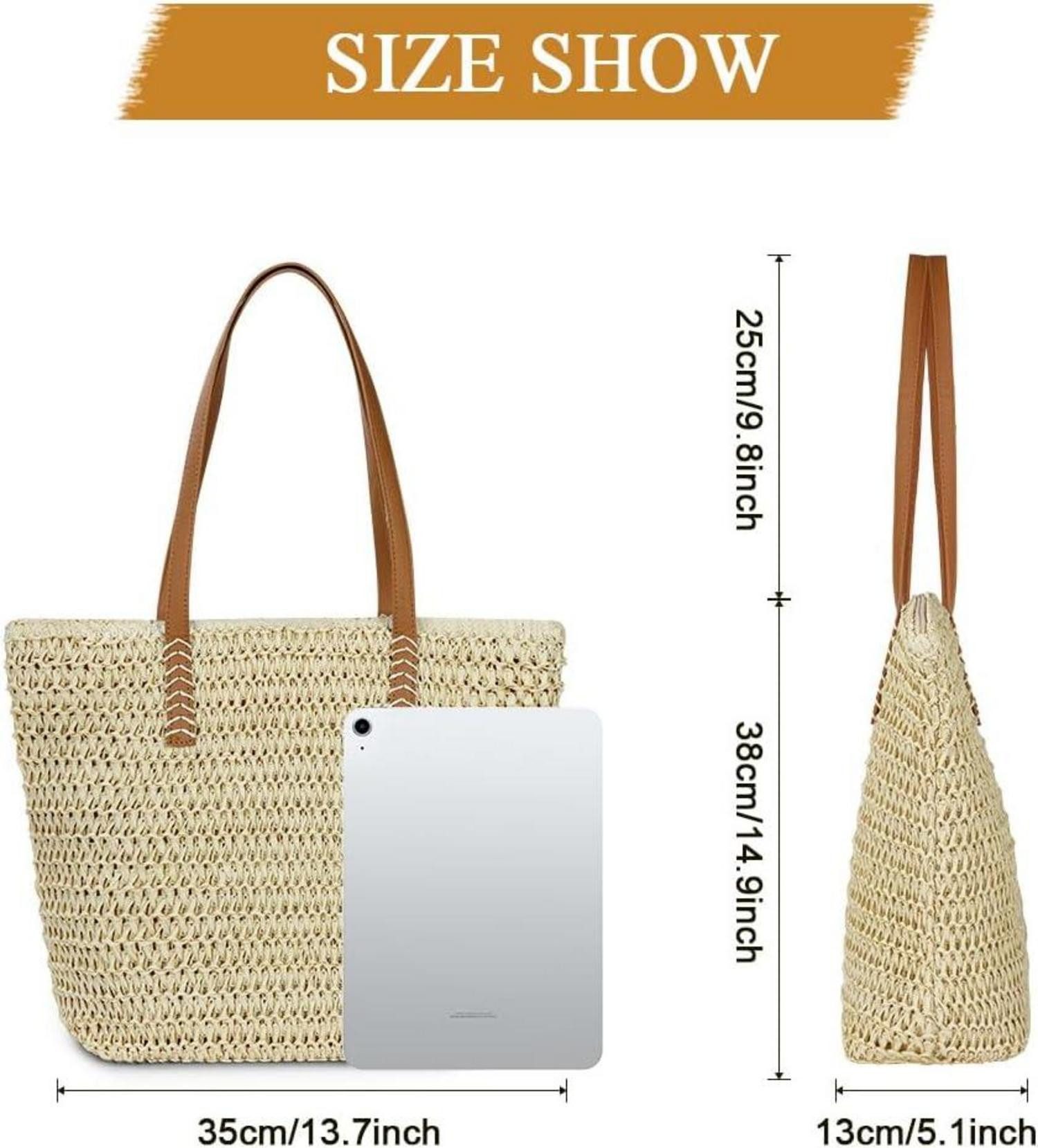 LuxusKollektion Strandtasche Strohtasche Damen groß, Stroh günstig online kaufen