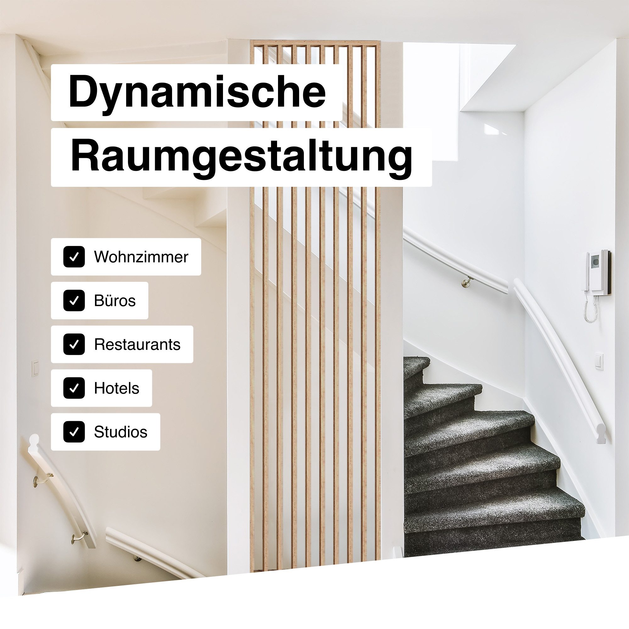 Hexim Raumteiler, Lamellenwand 275x58cm MDF Raumtrenner Trennwand - freistehende Holzlamellen Innendekoration - moderne Raumgestaltung Lamellen-Sichtschutz (Saragossa Eiche)