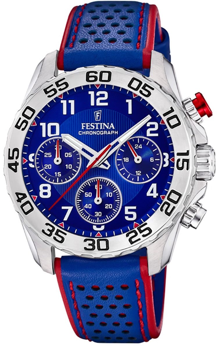 Festina Quarzuhr Festina Kinder Uhr F20458/2 Analog Leder, (Analoguhr), Kinder Armbanduhr rund, Lederarmband blau