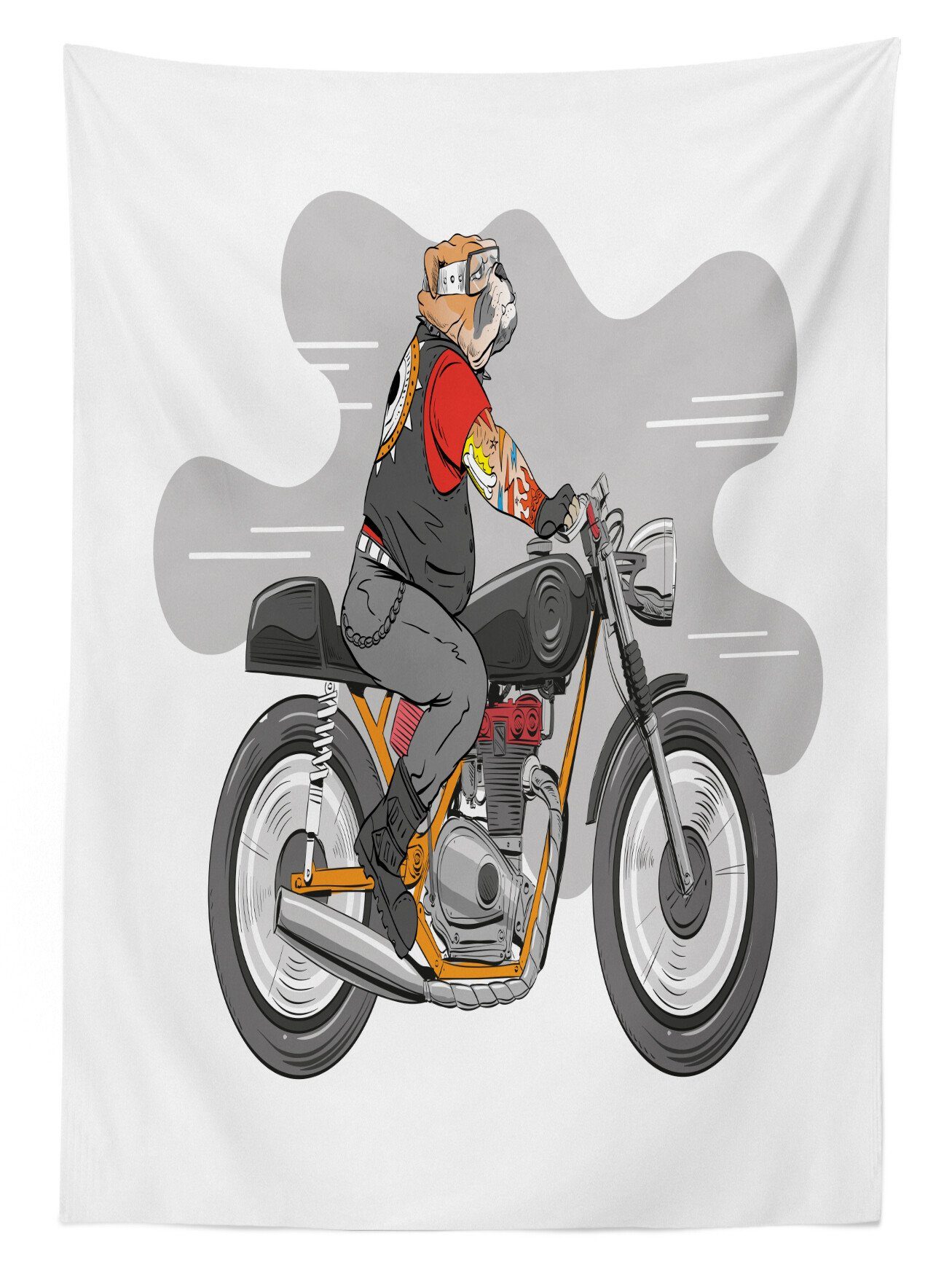 Für Bulldog Klare Außen Bike Abakuhaus Motorrad Englisch Farbfest den geeignet Tischdecke Bereich Farben, Waschbar