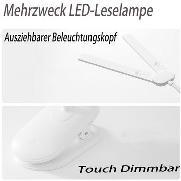 Sross LED Leselampe LED Klemmlampe Bett Leselampe, Nachttischlampe mit Touch Control, USB Wiederaufladbare Leselampe für Studieren Arbeiten