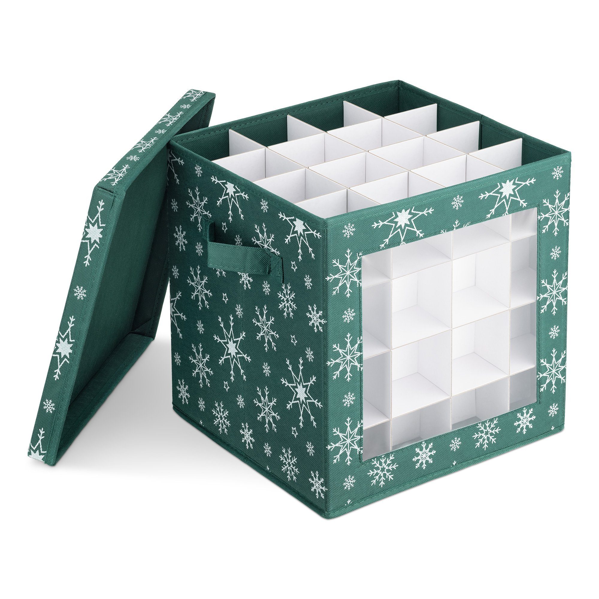 Aufbewahrungsbox Aufbewahrungsbox für 64 Christbaumkugeln - dunkelgrün, quadratisch