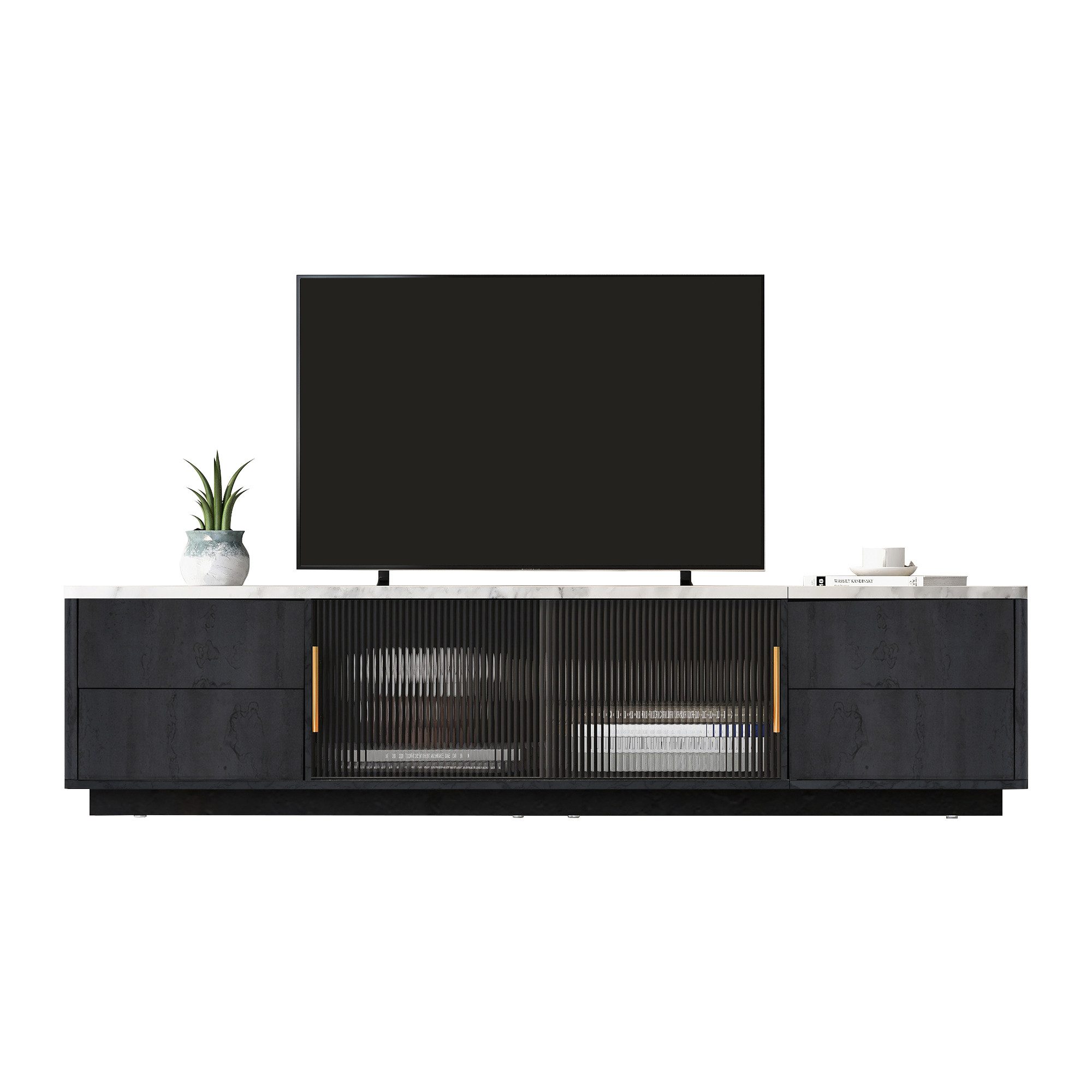 TV-Standfuß 160cm Deluxe TV-Stand für 70" TV - Stilvolles Grau, mit 4 Schubladen