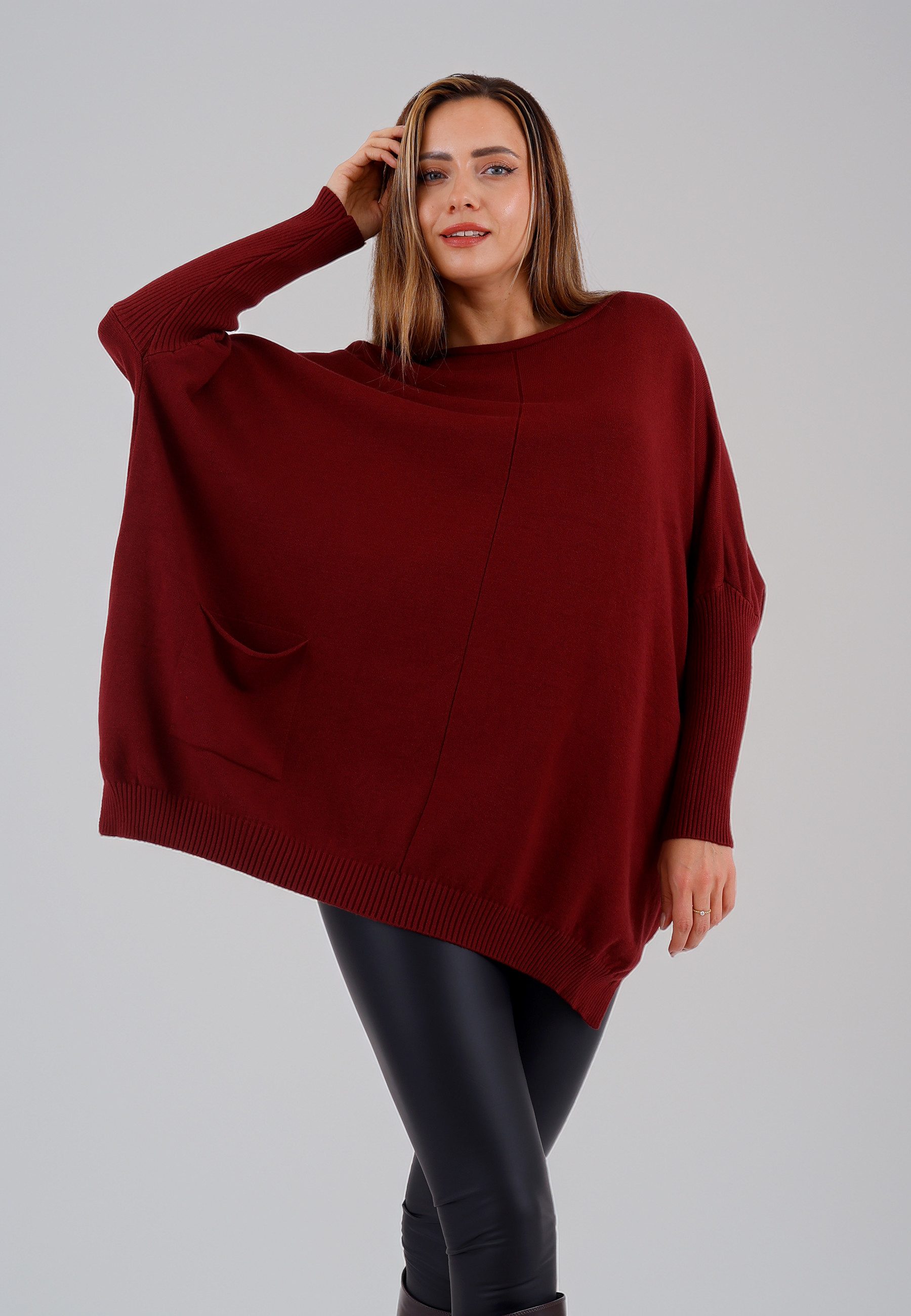YC Fashion & Style Rundhalspullover Feinstrick-Oversize-Pullover mit Rippde günstig online kaufen
