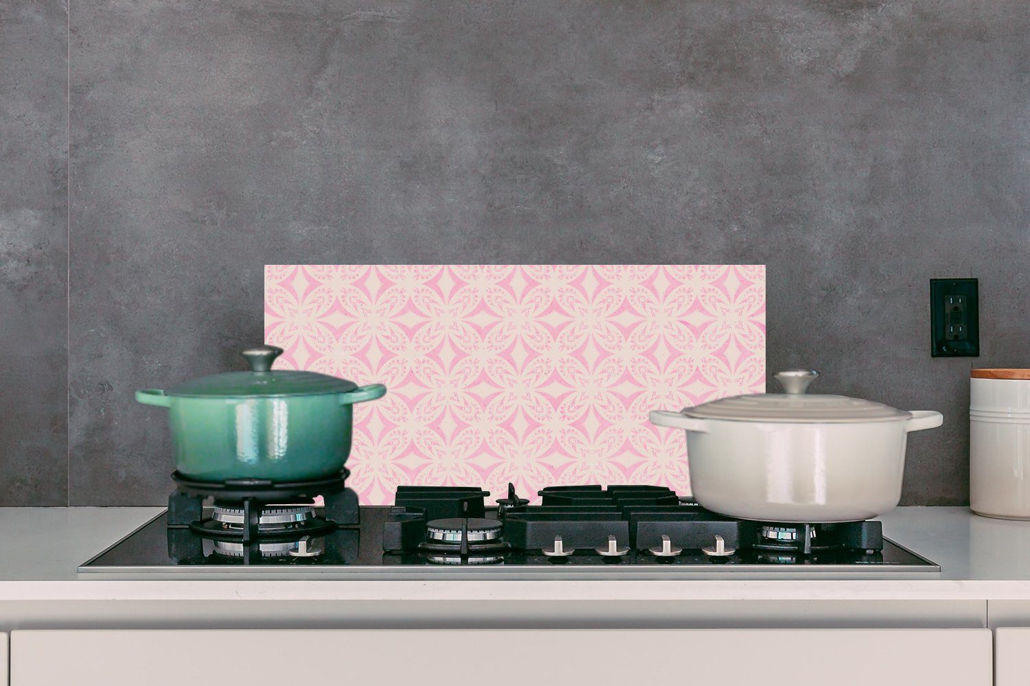 Rosa, Schmutzflecken - Formen - (1-tlg), Wandschutz, Muster und cm, Küchenrückwand Beige Küchen für 60x30 gegen - Fett MuchoWow