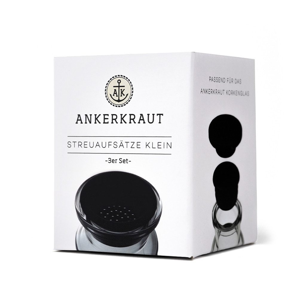 Ankerkraut Gewürzbehälter Korkenglas Streuaufsatz, 3er-Set kleine Lochgröße