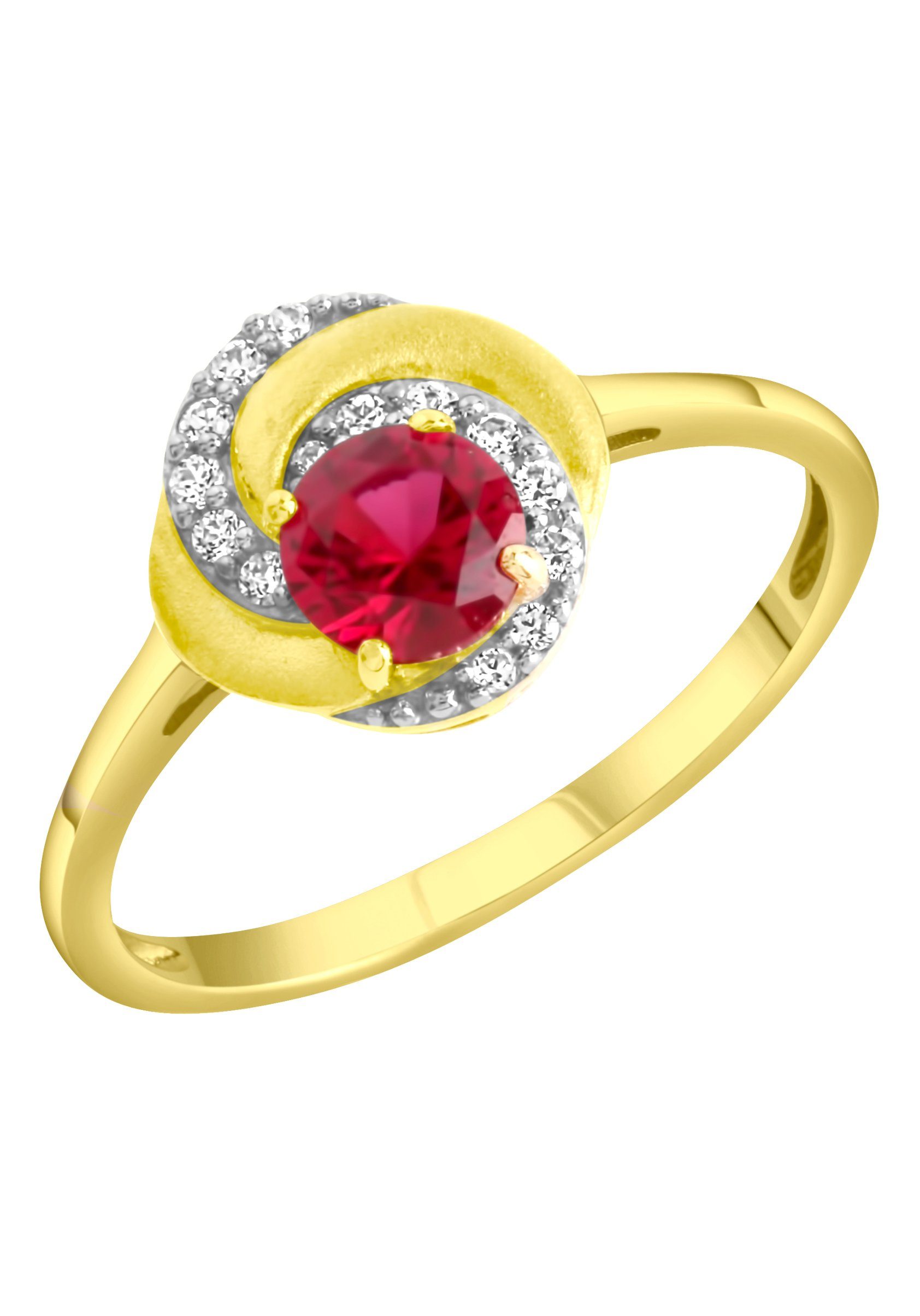 Firetti Fingerring Schmuck Geschenk Silber 925 Silberring, mit Rubin (synth), Zirkonia (synth)