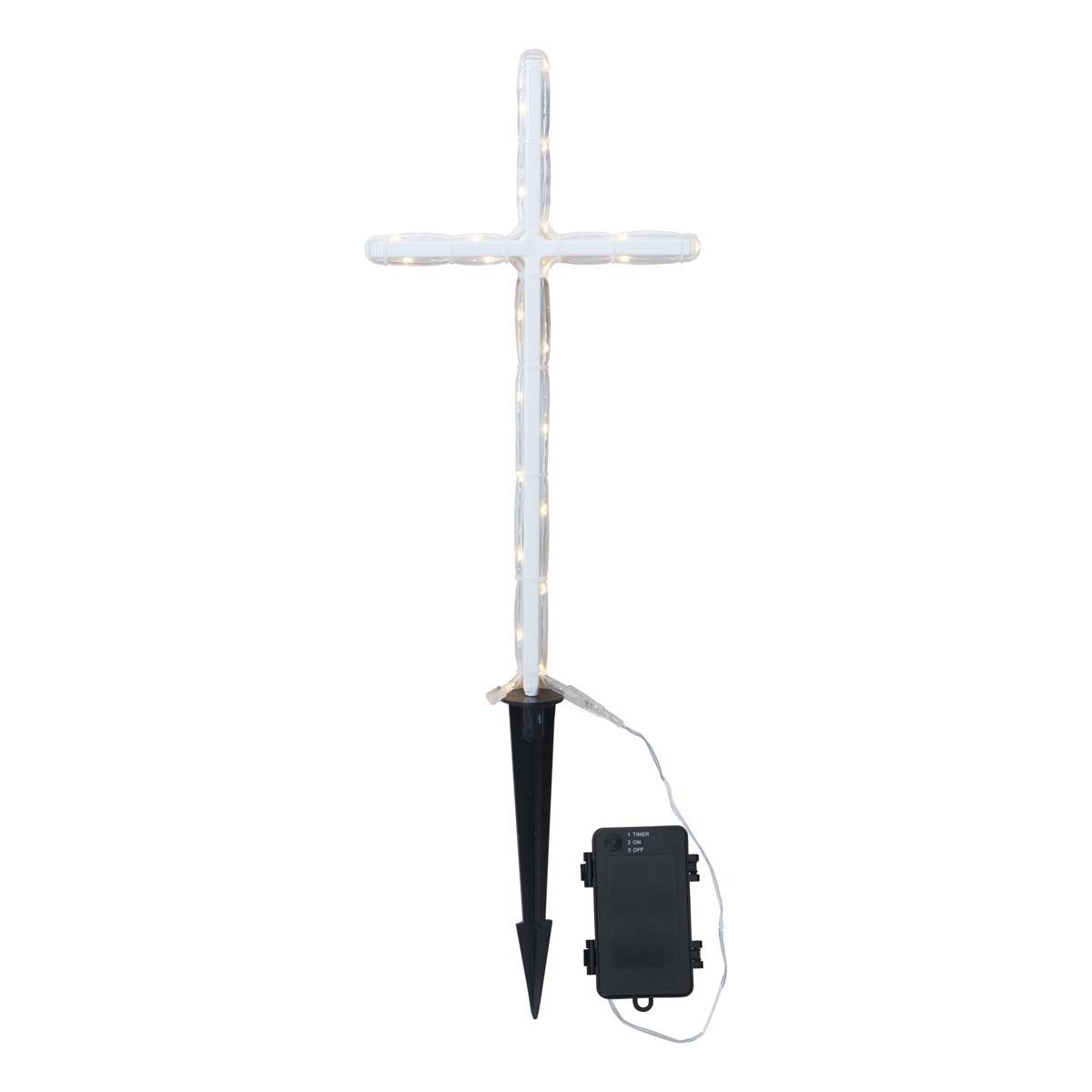 STAR TRADING LED Dekolicht Grab-Deko KREUZ, Batteriebetr, Timer, IP44, 24 LED, warmweiß – Bild 5 von 5