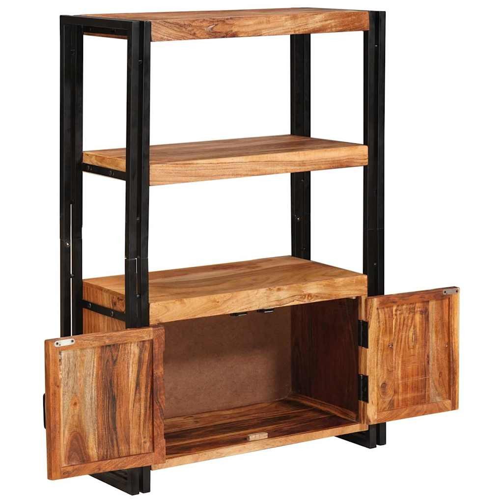 vidaXL Bücherregal Bücherregal mit Türen Braun Massivholz und Metall, 1-tlg.