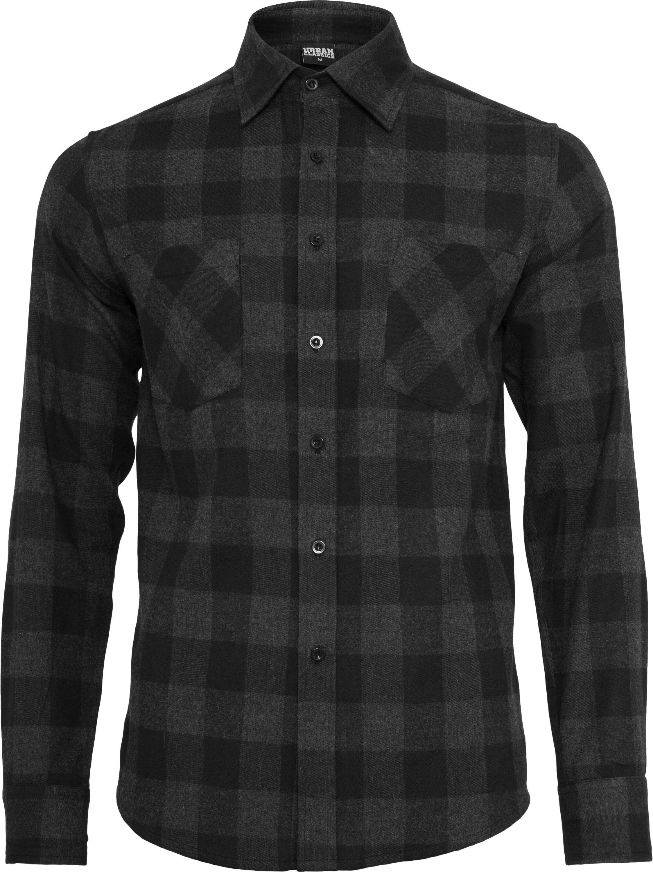 URBAN CLASSICS Langarmshirt Checked Flanell Shirt (1-tlg) black/charcoal