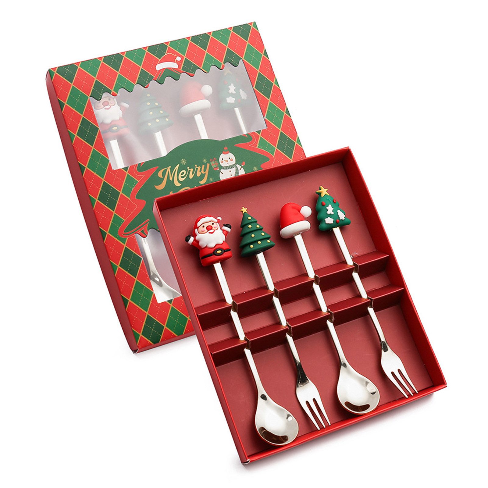 Jumpeak Besteck-Set Besteck,Kinderbesteck,Kuchengabeln,Teelöffel,Weihnachtsbesteck, 6 Personen, Edelstahl, Besteckset,besteck gold/Silber,6/4-teiliges Set,weihnachtsdeko