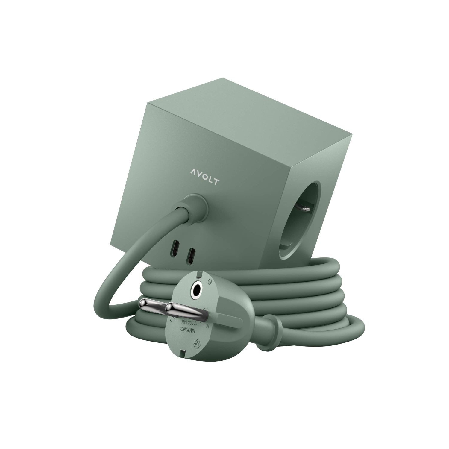 AVOLT Square 1 USB-C & Magnet Grün Mehrfachsteckdose 3-fach (USB-Anschlüsse, Kabellänge 1,8 m)