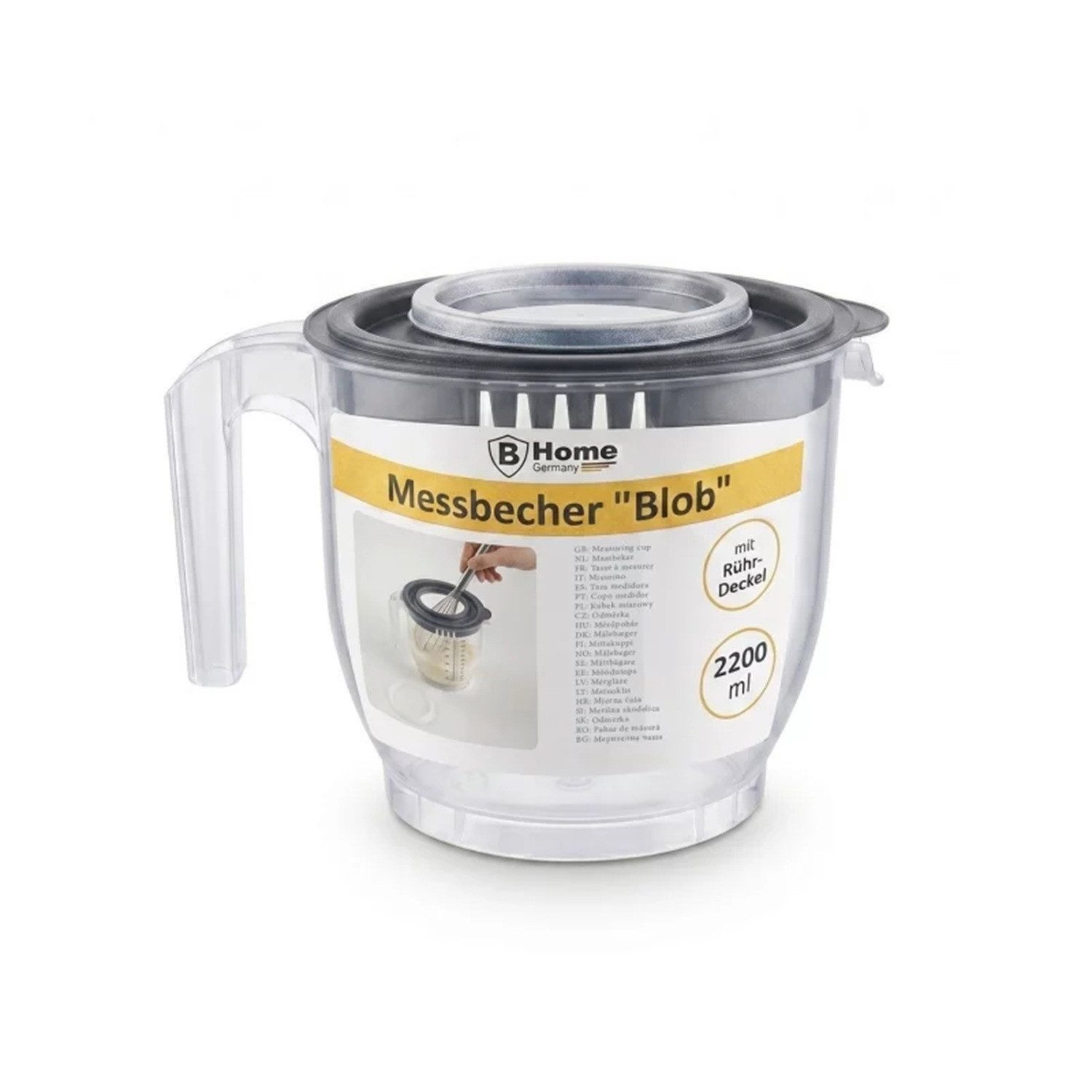 B-Home Messbecher 2-in-1 Messbecher & Rührschüssel, mit Deckel 2200 ml, für Backen und Kochen