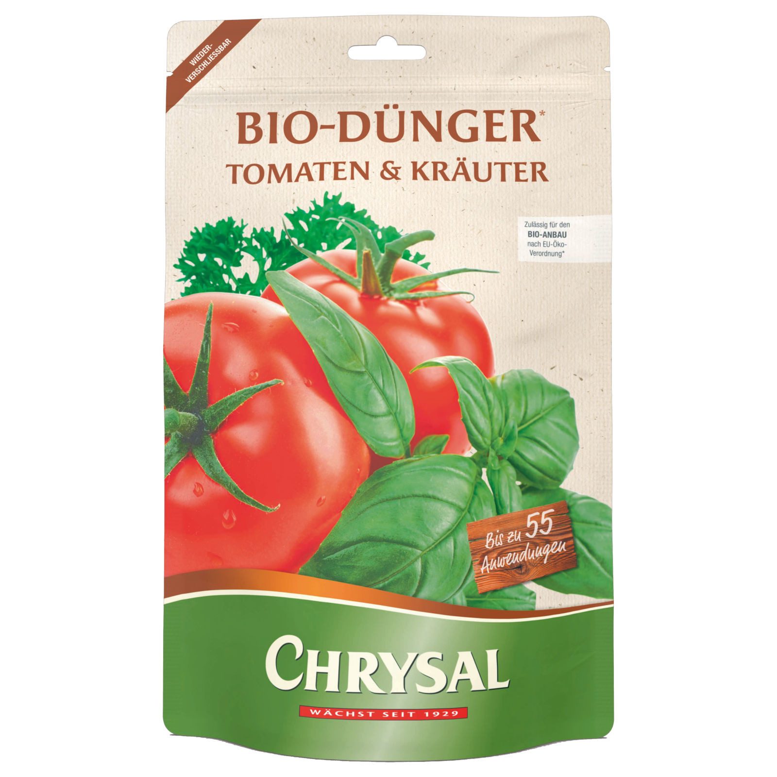 Chrysal Tomatendünger Bio Dünger Tomaten & Kräuter, 900 g Standbeutel