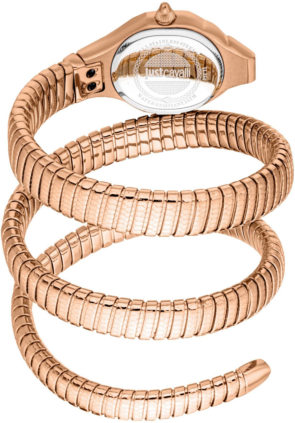 Just Cavalli Time Quarzuhr Signature Snake JC1L355M0045, Armbanduhr, Damenuhr, Edelstahlarmband, analog, Kristallsteine