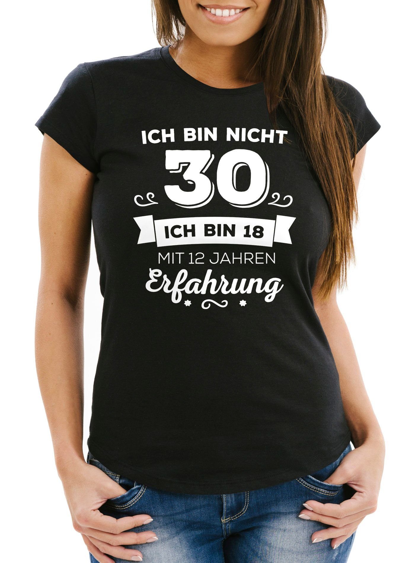 Print-Shirt Damen T-Shirt Ich bin nicht [object Object] sondern ich bin 18 mit {[object Object]_jahre_erfahrung} Jahren Erfahrung Geburtstag Geschenk T-Shirt Moonworks®