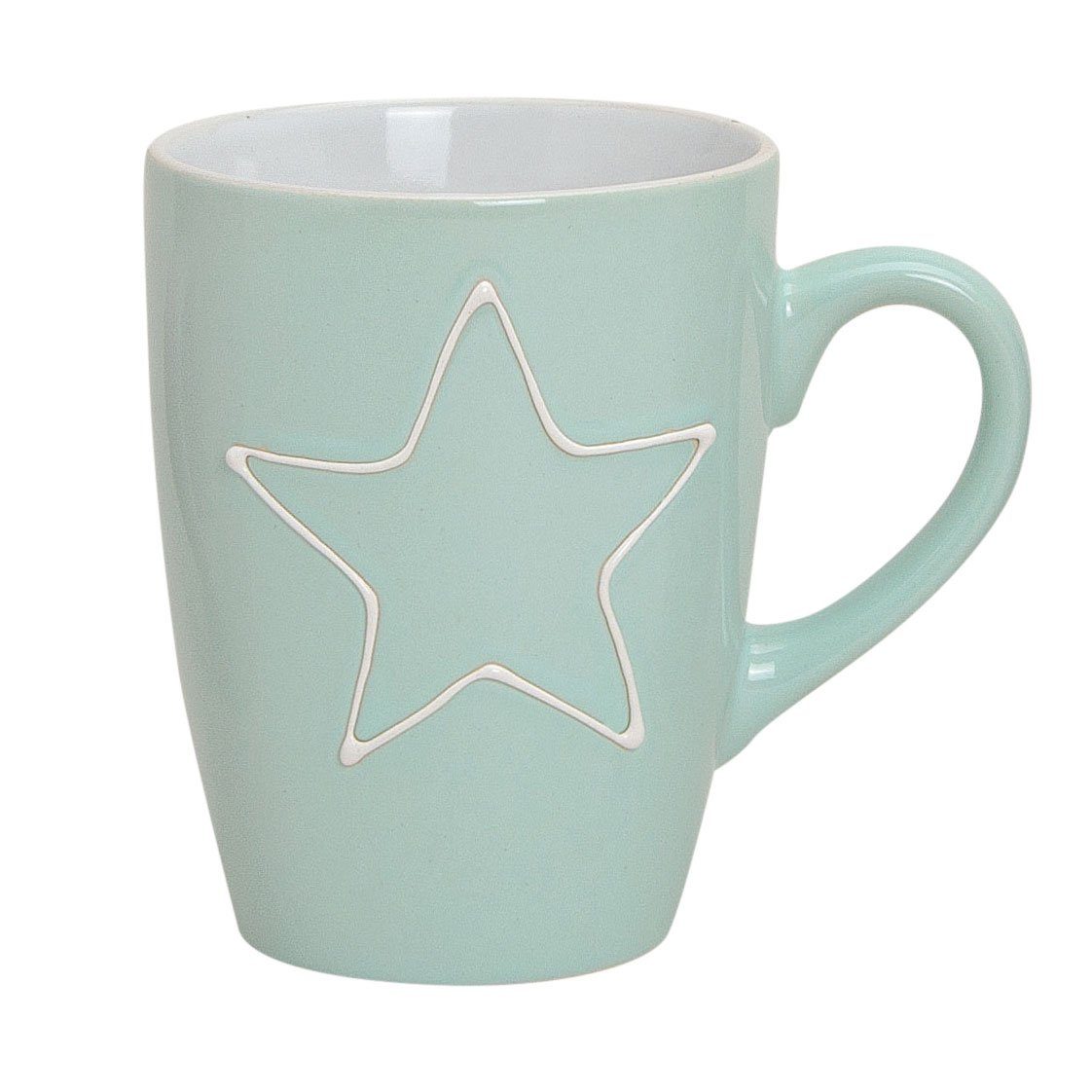 Levandeo® Becher, 3er Set Becher 300ml Stern Keramik Pastell Rosa Grün Grau Kaffeepott