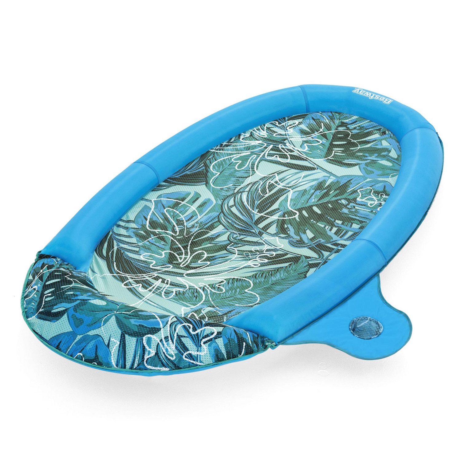 Bestway Badeinsel Pop-Up, (Packung, 1-St., 171 x 94 x 16 cm), Wasserdurchlässige Mesh-Liegefläche, Integriertes Kopfkissen