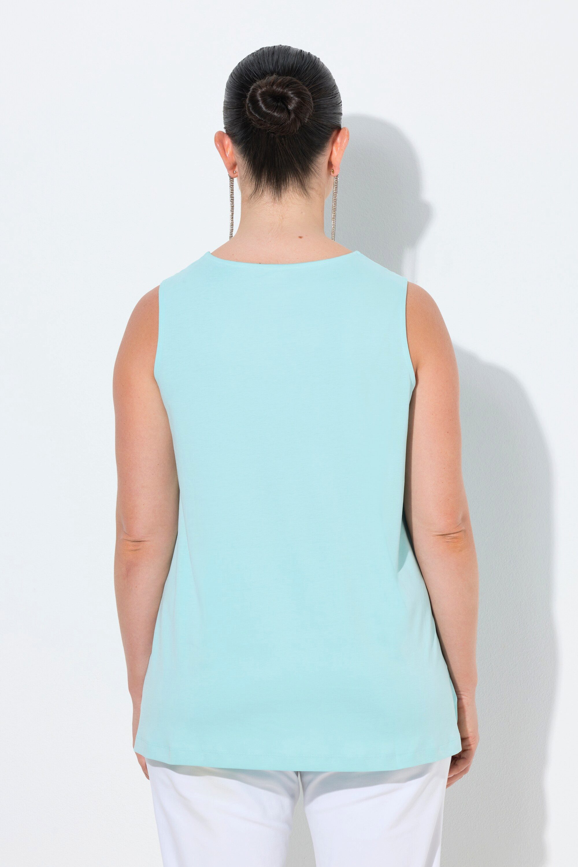Ulla Popken Longtop Top A-Linie Herzausschnitt ärmellos Pima Cotton
