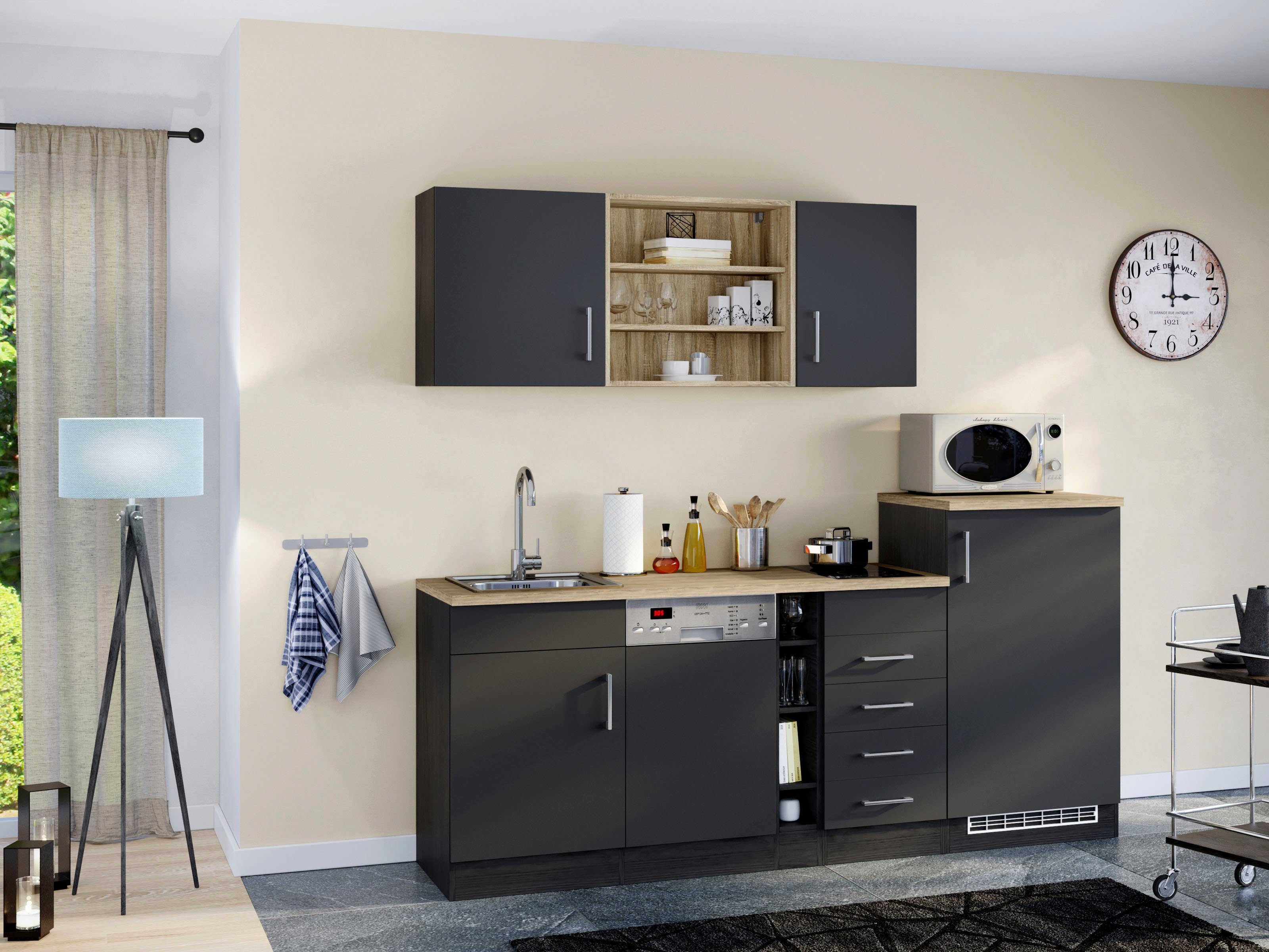 KOCHSTATION Küche KS-Mali, Breite 210 cm, mit E-Geräten