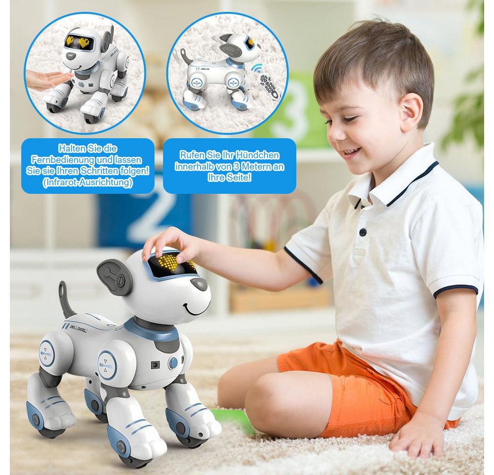 Thumbnail - ZEUOPQ RC-Roboter RC-Roboter Intelligenter Roboter Hund programmierbarer Roboter-Welpe (weiß, mit Fernbedienung und Schr...