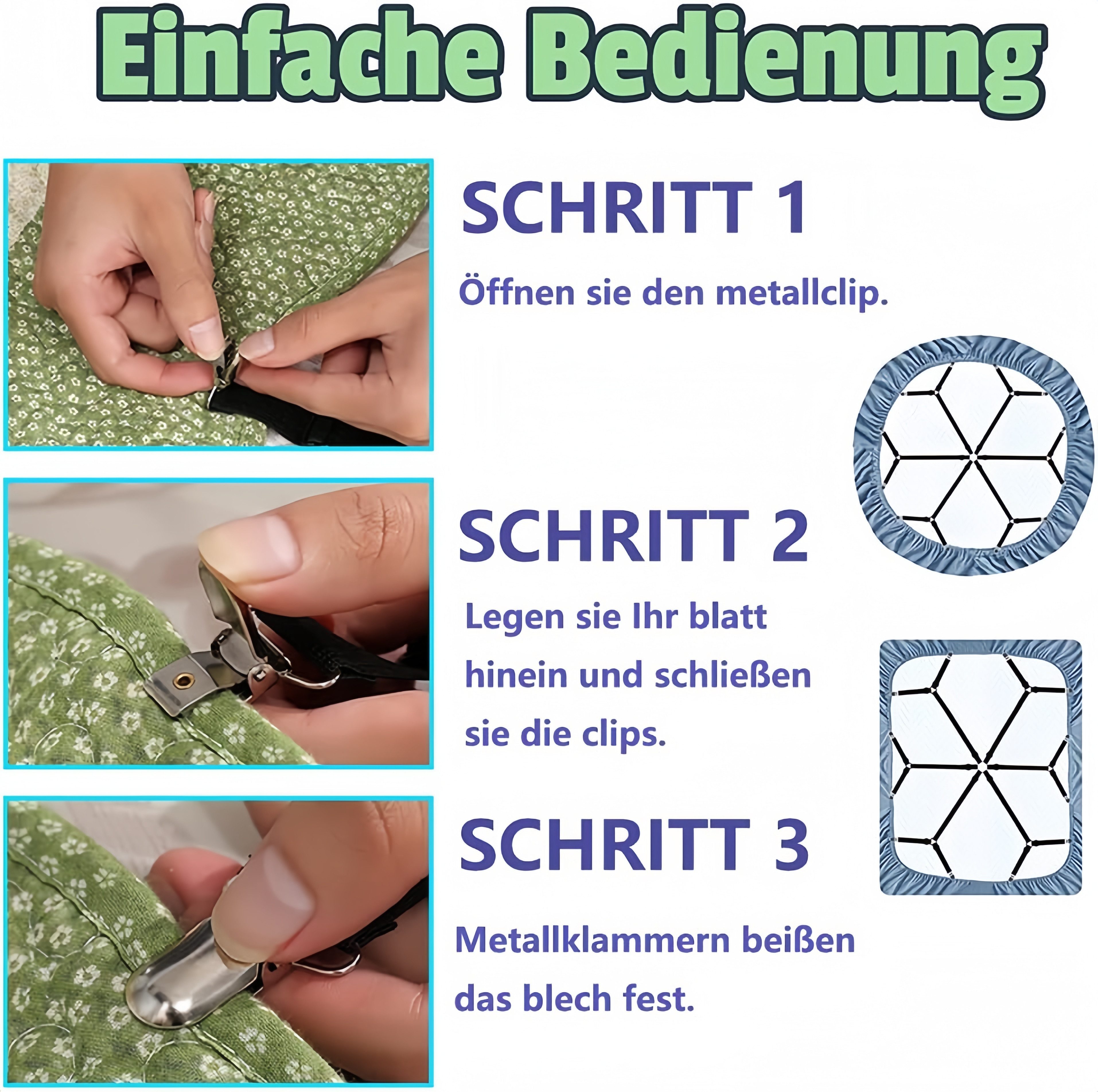 FOUORTUNATE-BEE Spannbettlaken Verstellbare Metallklammern für Bettlaken, Decken und Tischdecken, Bettlaken- und Sofabezughalter, Zelt- und Tischdeckenklammern – Bild 5 von 5