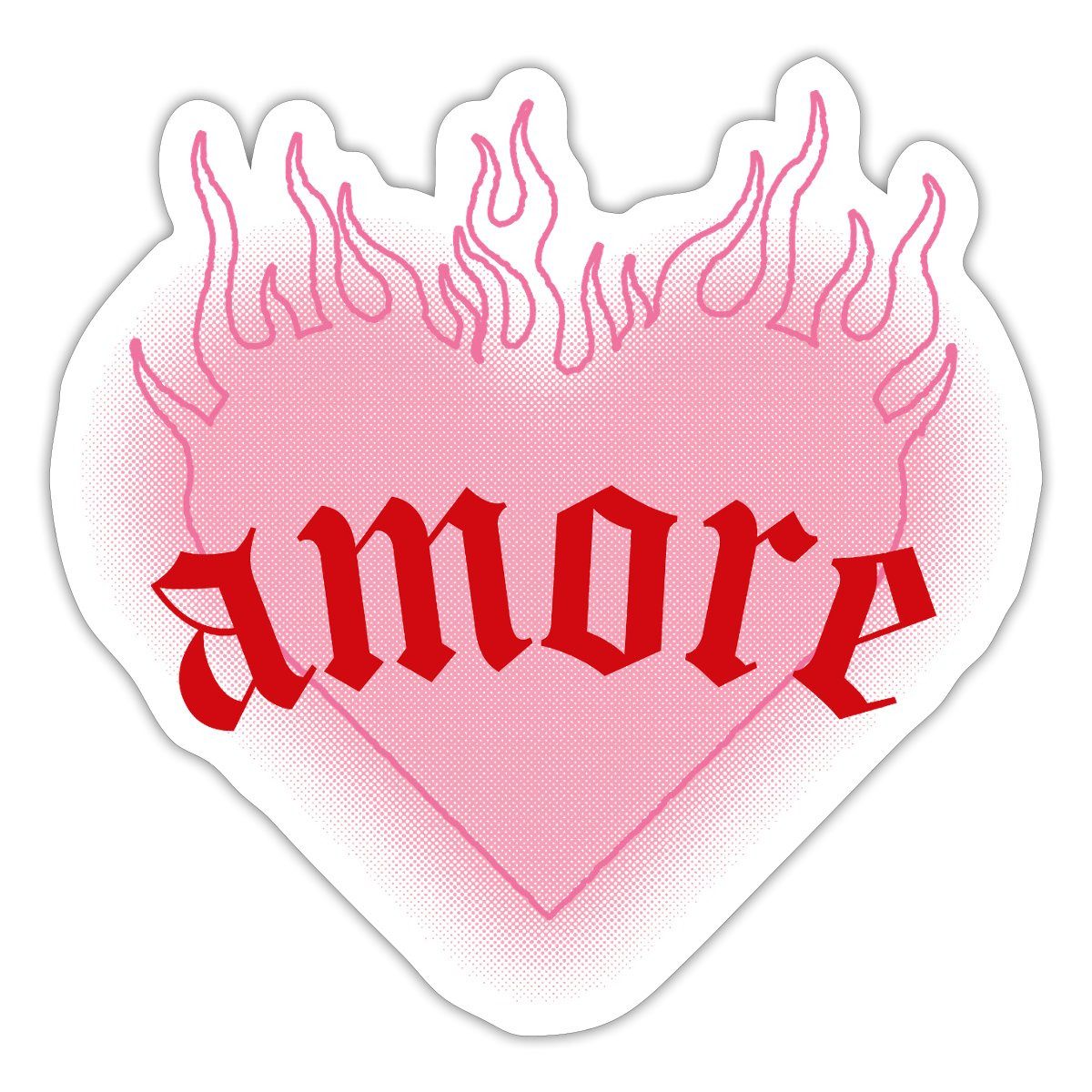 Spreadshirt Aufkleber Amore Festival Y2K Herz Mit Flammen Sticker Aufkleber