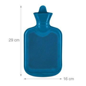 relaxdays Wärmflasche Blaue Wärmflasche 1 Liter