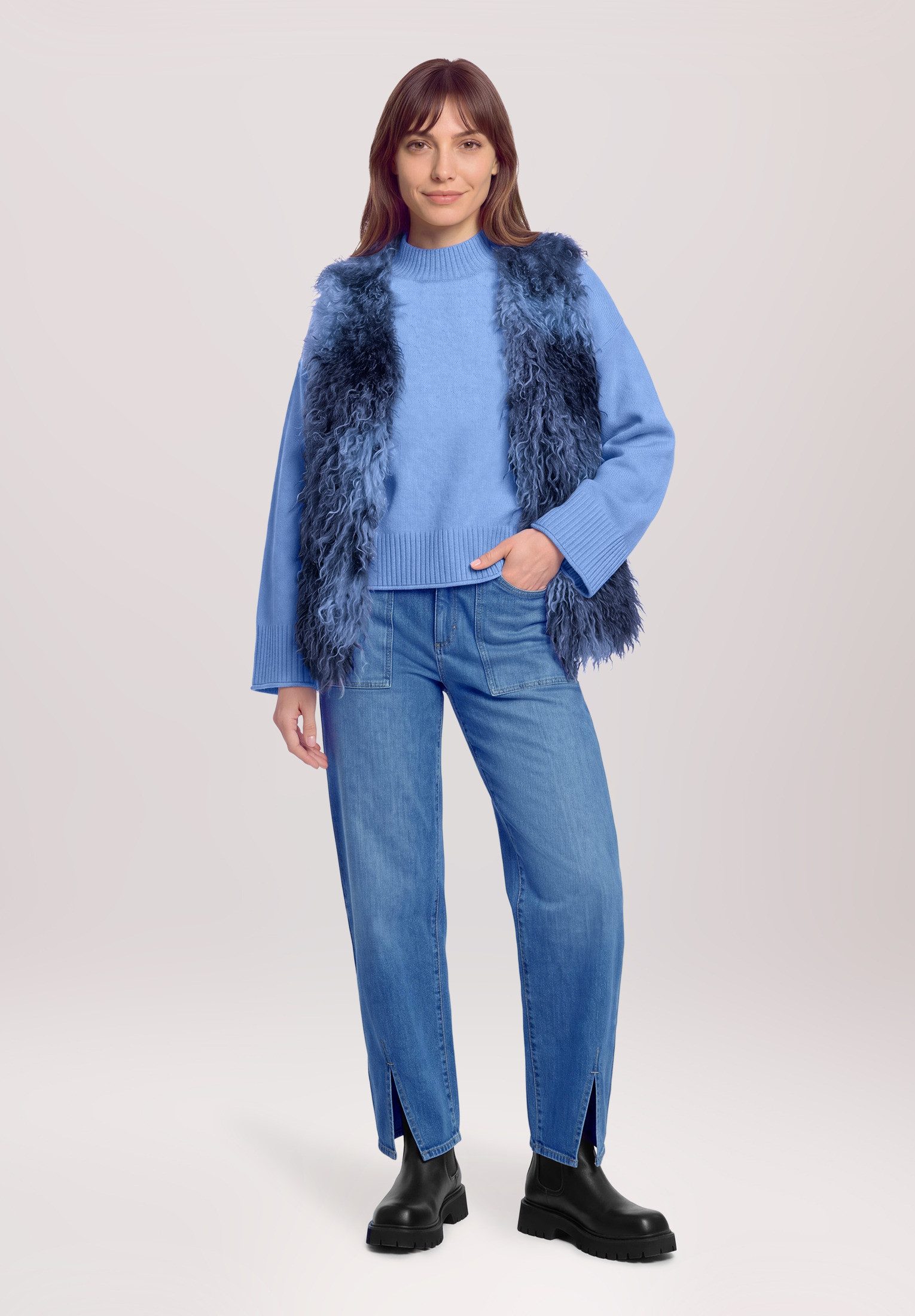 Betty&Co Strickpullover Damen mit Stehkragen (1-tlg)