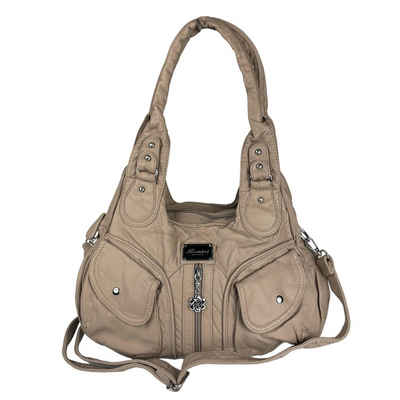 Taschen4life Schultertasche Damen Handtasche AK11311-1, viele Fächer, batik Farben, Schultertasche Alltag, Umhängetasche