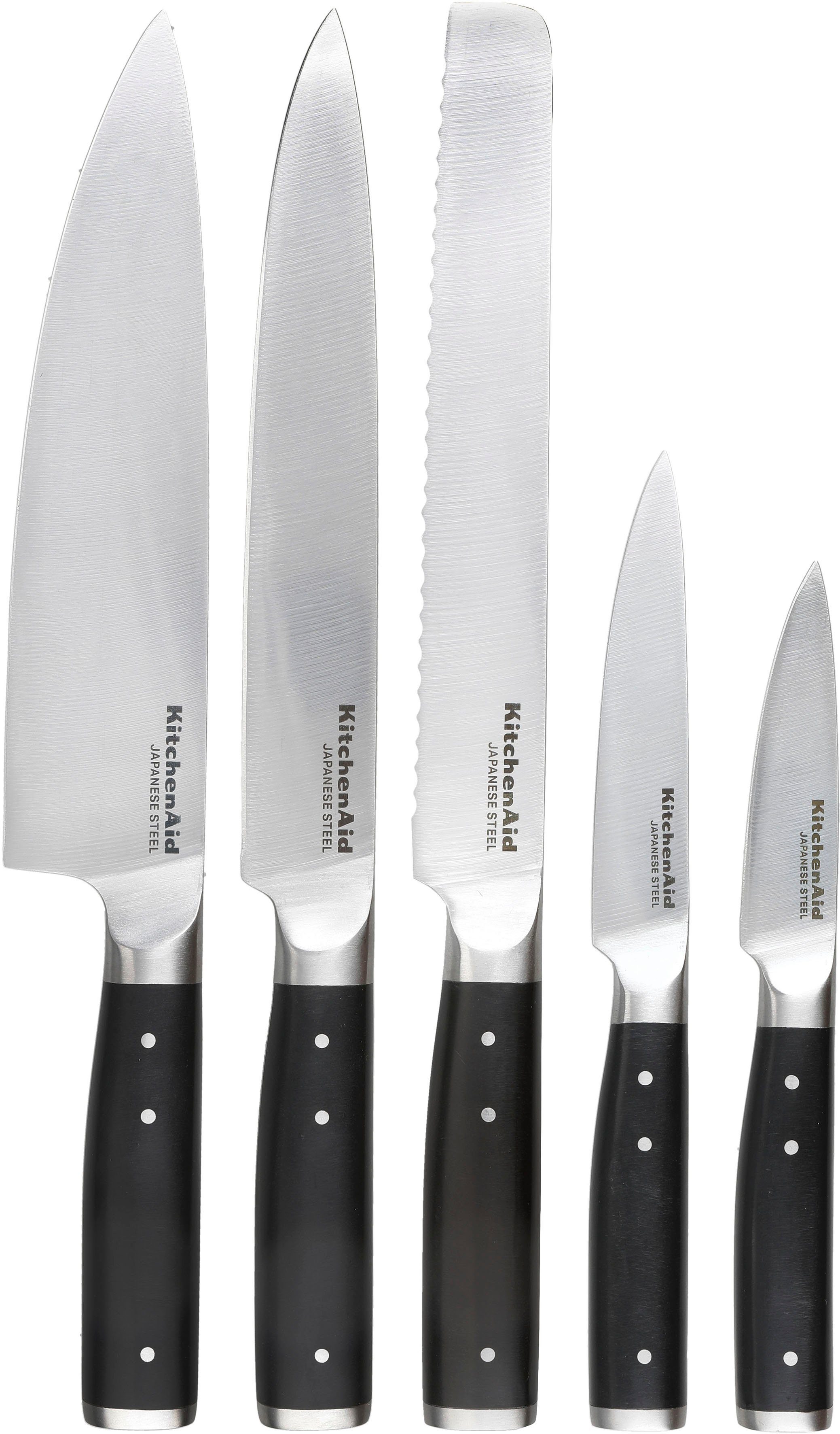 Kohlenstoffstahl, Classic Messerblock inkl. KitchenAid integrierter Messerschärfer (6tlg), japanischer Messer